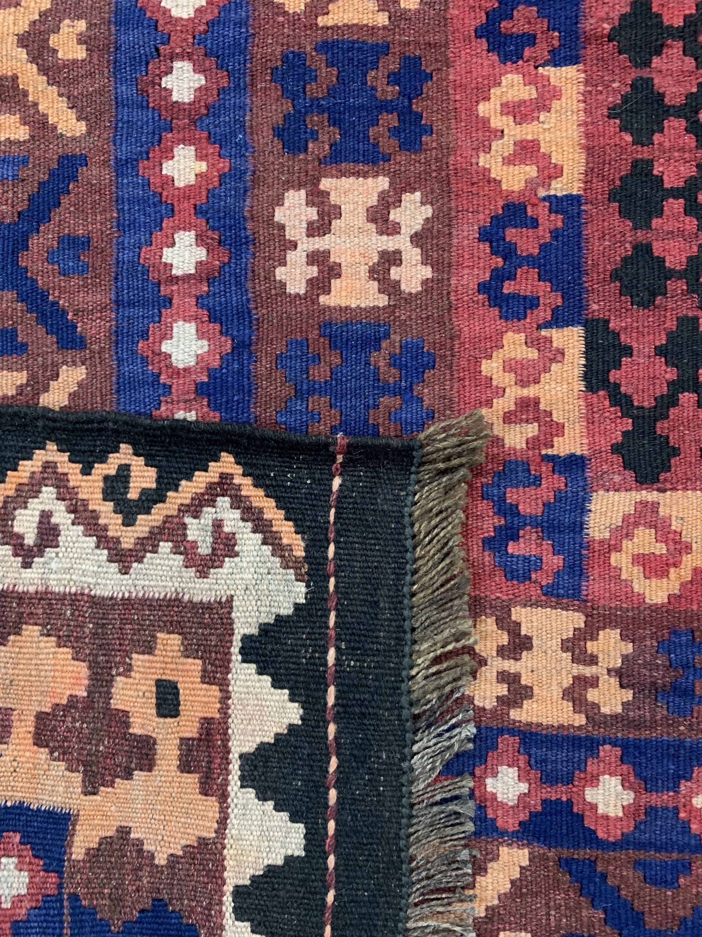 Detail d: Meymaneh Kelim, Afghanistan, ca. 60 Jahre, Wolle auf Wolle, ca. 280 x 200 cm, EHZ: 1-2