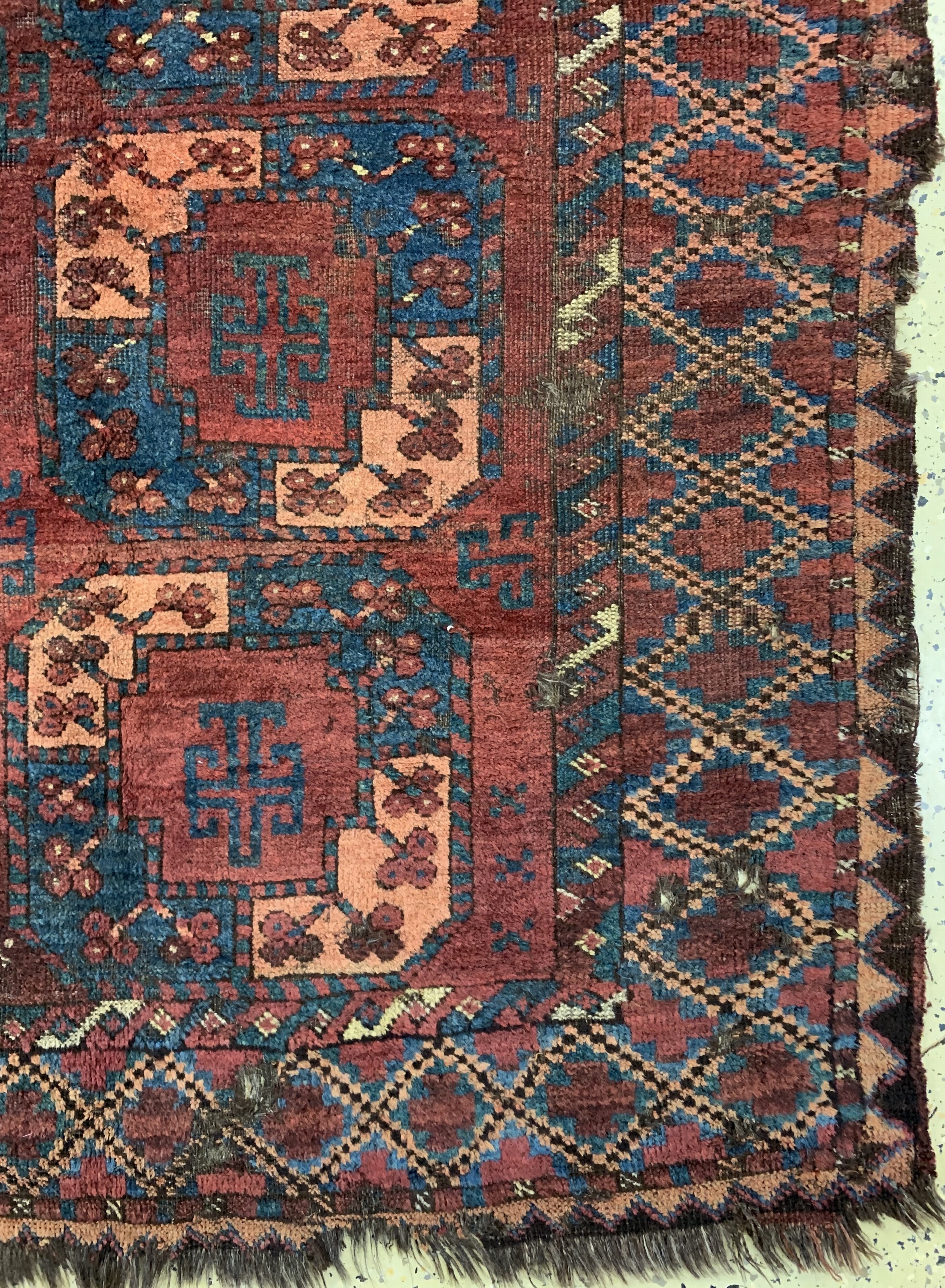 Detail a: Ersari antik, Turkmenistan, 19.Jhd, Wolle auf Wolle, ca. 248 x 205 cm, EHZ: 4