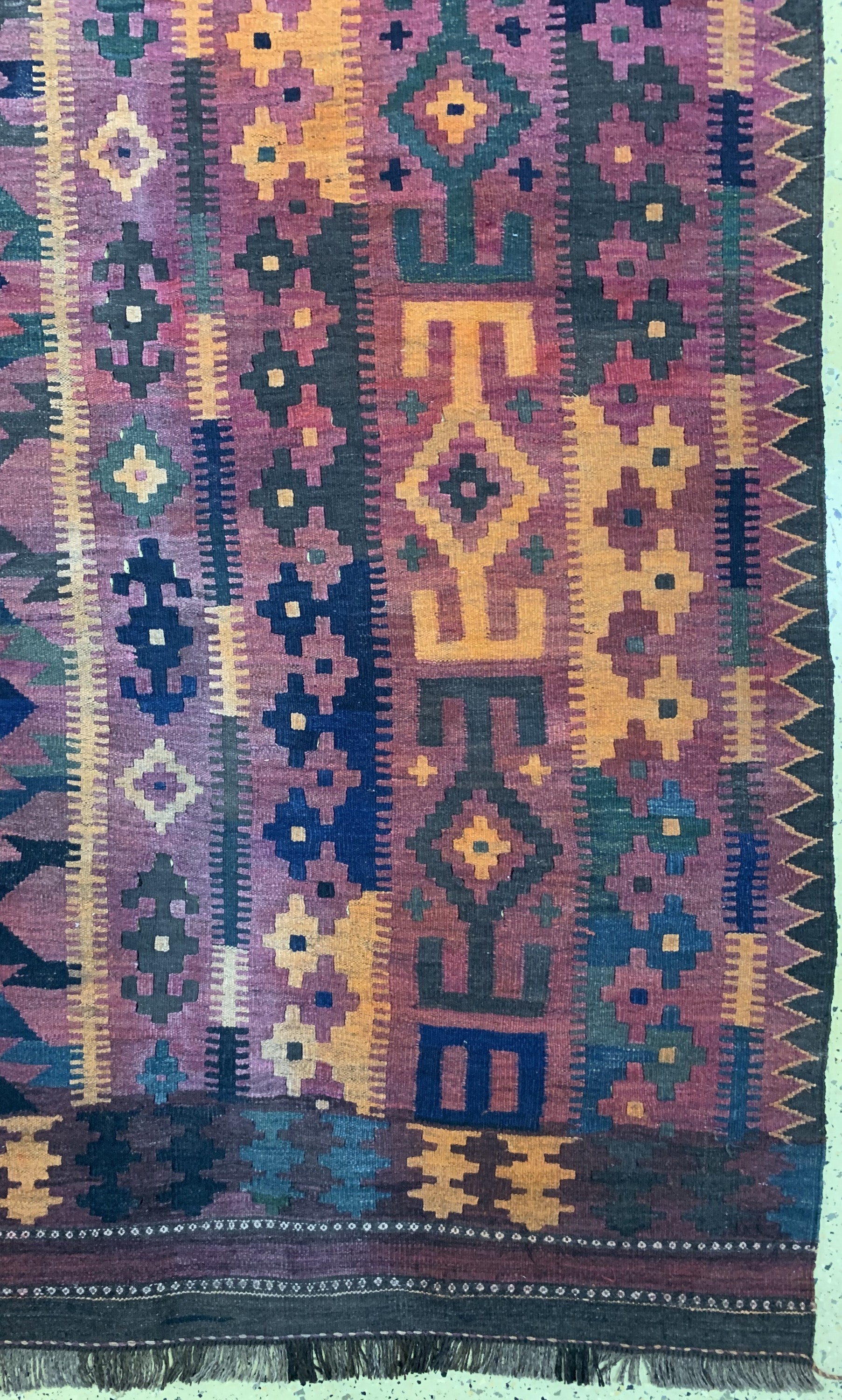 Detail a: Uzbek"Übermaß"Kelim, Afghanistan, um 1930, Wolle auf Wolle, ca. 458 x 315 cm, EHZ: 1-2