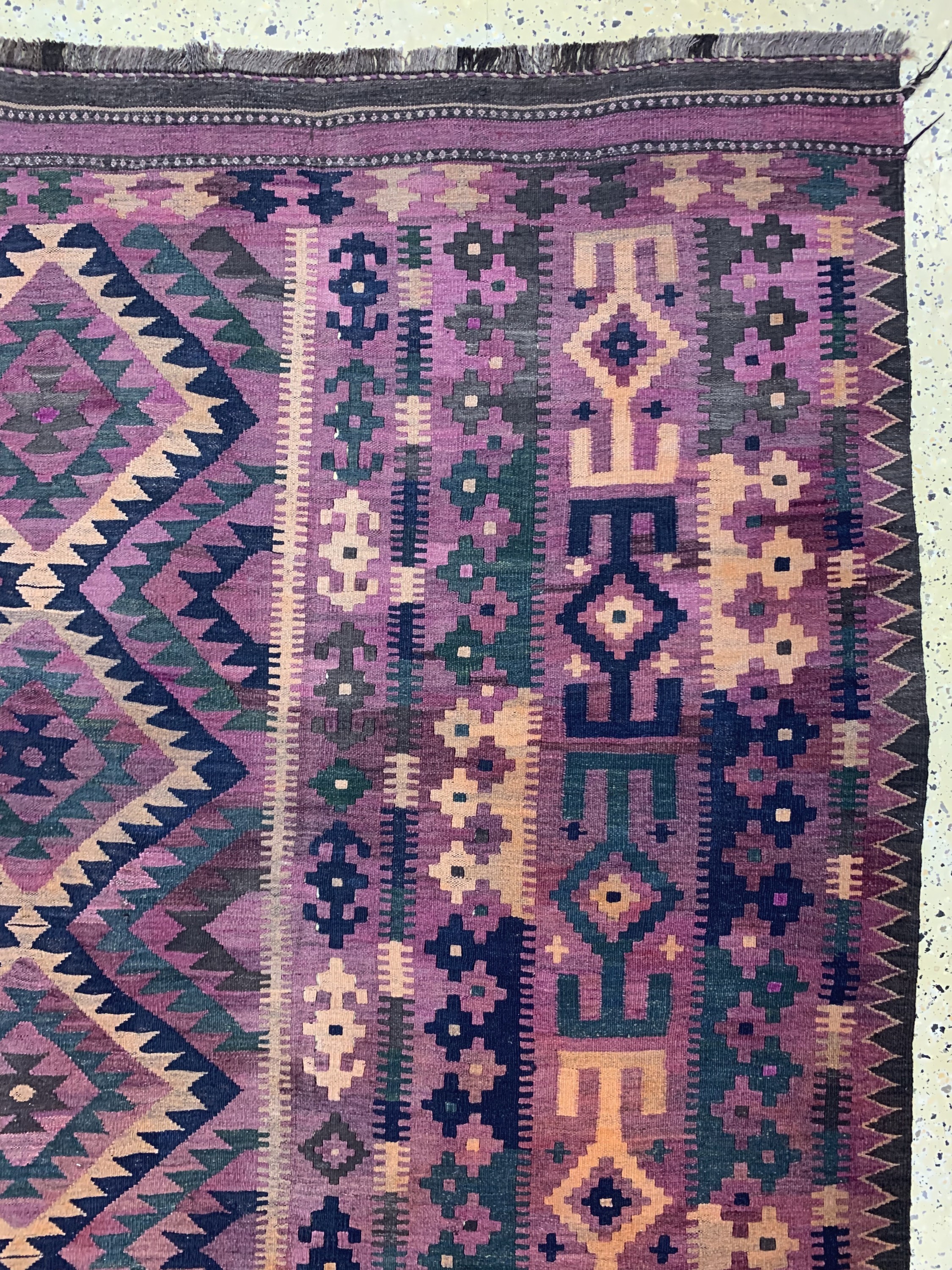 Detail d: Uzbek"Übermaß"Kelim, Afghanistan, um 1930, Wolle auf Wolle, ca. 458 x 315 cm, EHZ: 1-2