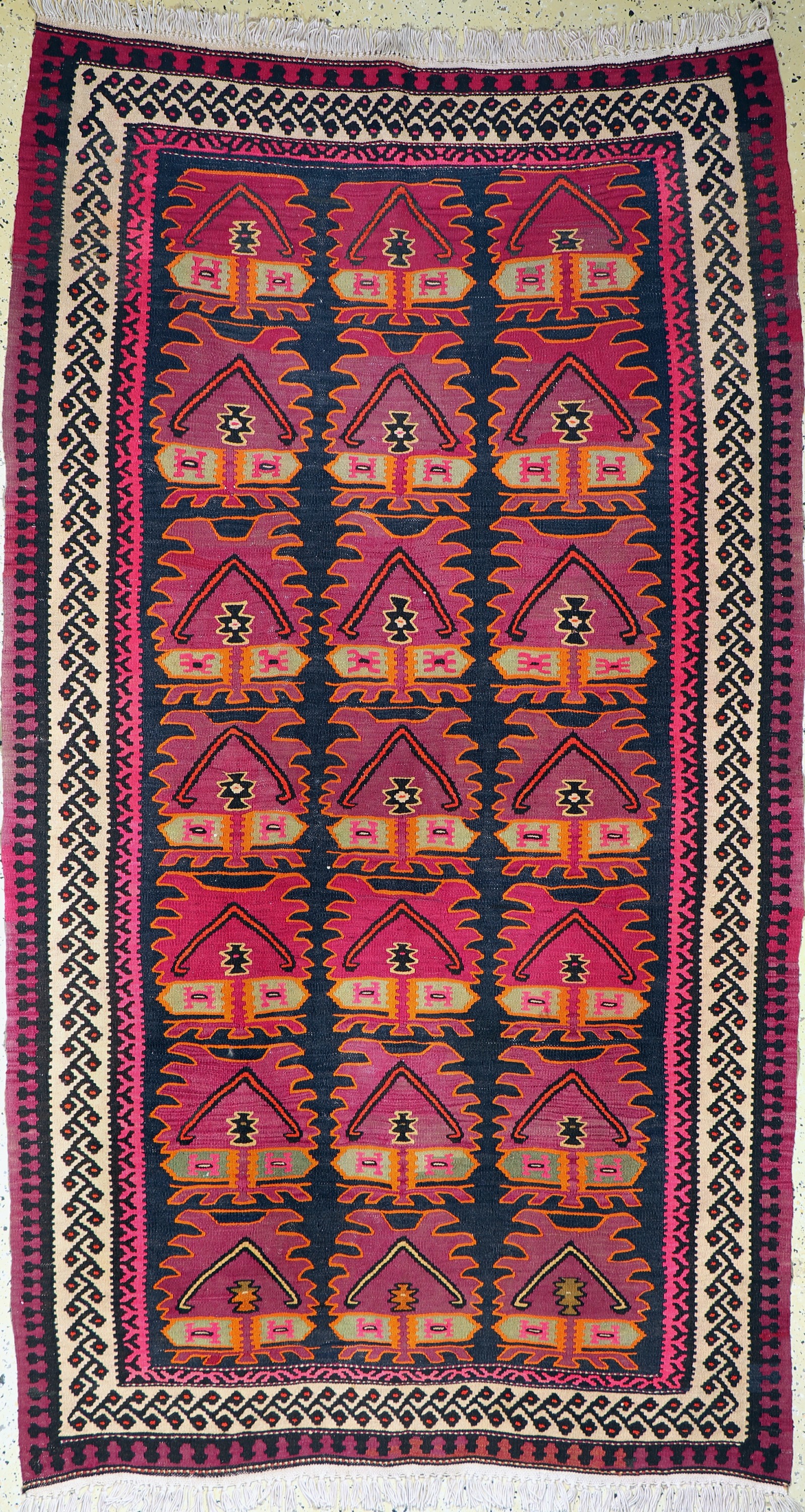 Malayer Kelim, Persien, ca. 60 Jahre, Wolleauf Baumwolle, ca. 283 x 162 cm, EHZ: 1-2