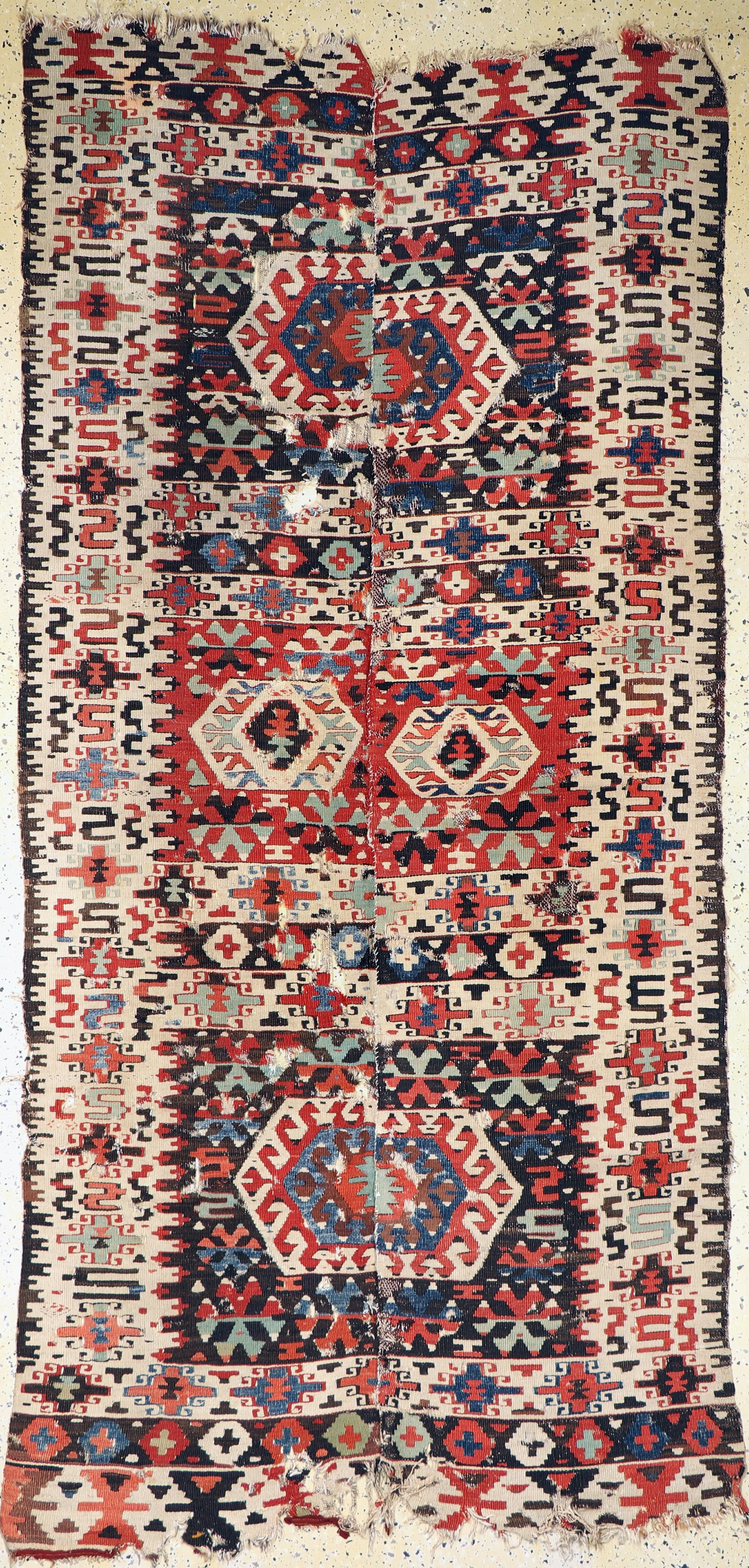 Antiker Anatol Kelim, Türkei, 19.Jhd, Wolleauf Wolle, ca. 280 x 130 cm, EHZ: 4