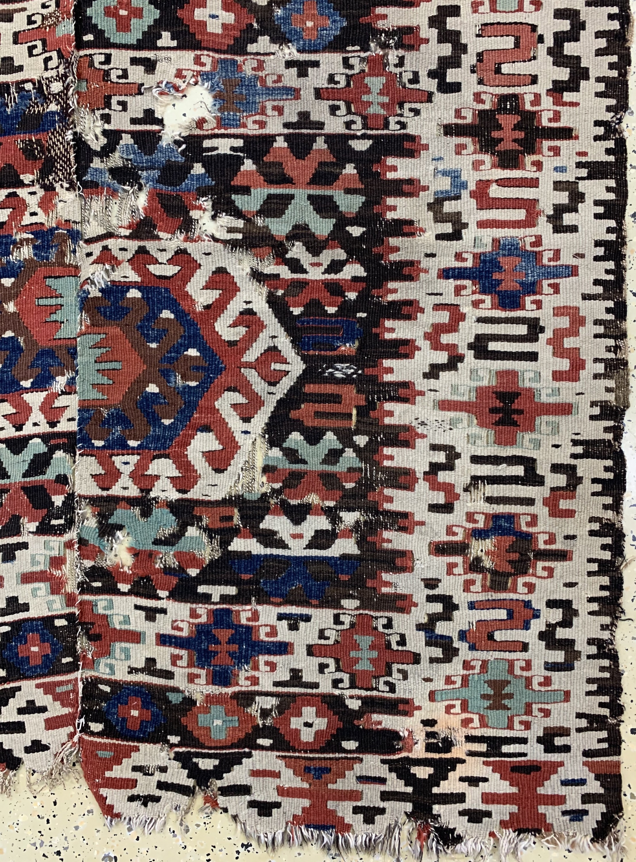 Detail a: Antiker Anatol Kelim, Türkei, 19.Jhd, Wolleauf Wolle, ca. 280 x 130 cm, EHZ: 4