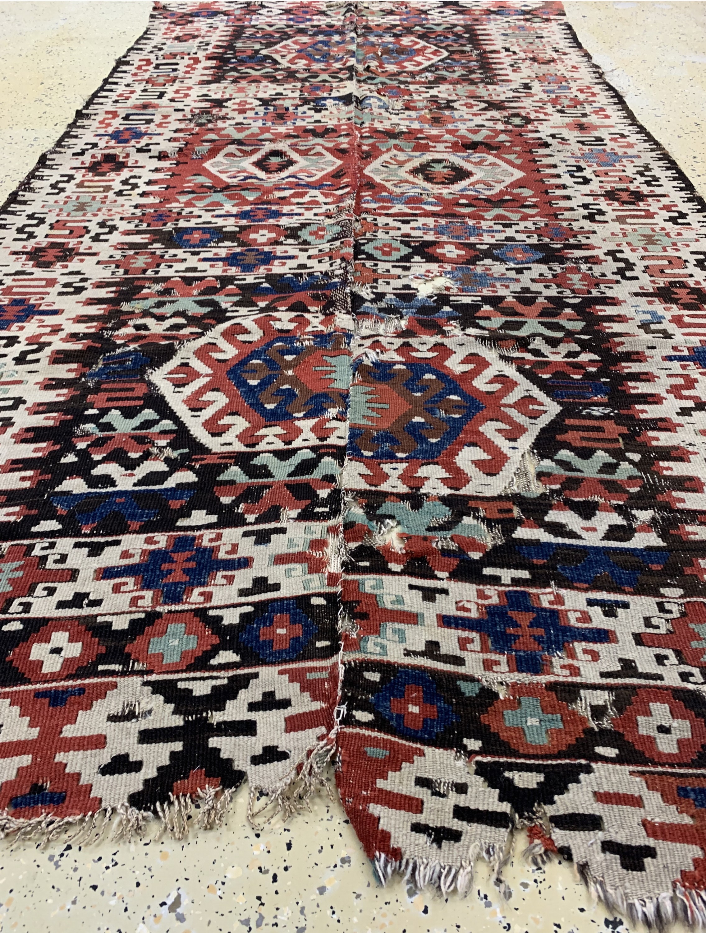 Detail d: Antiker Anatol Kelim, Türkei, 19.Jhd, Wolleauf Wolle, ca. 280 x 130 cm, EHZ: 4