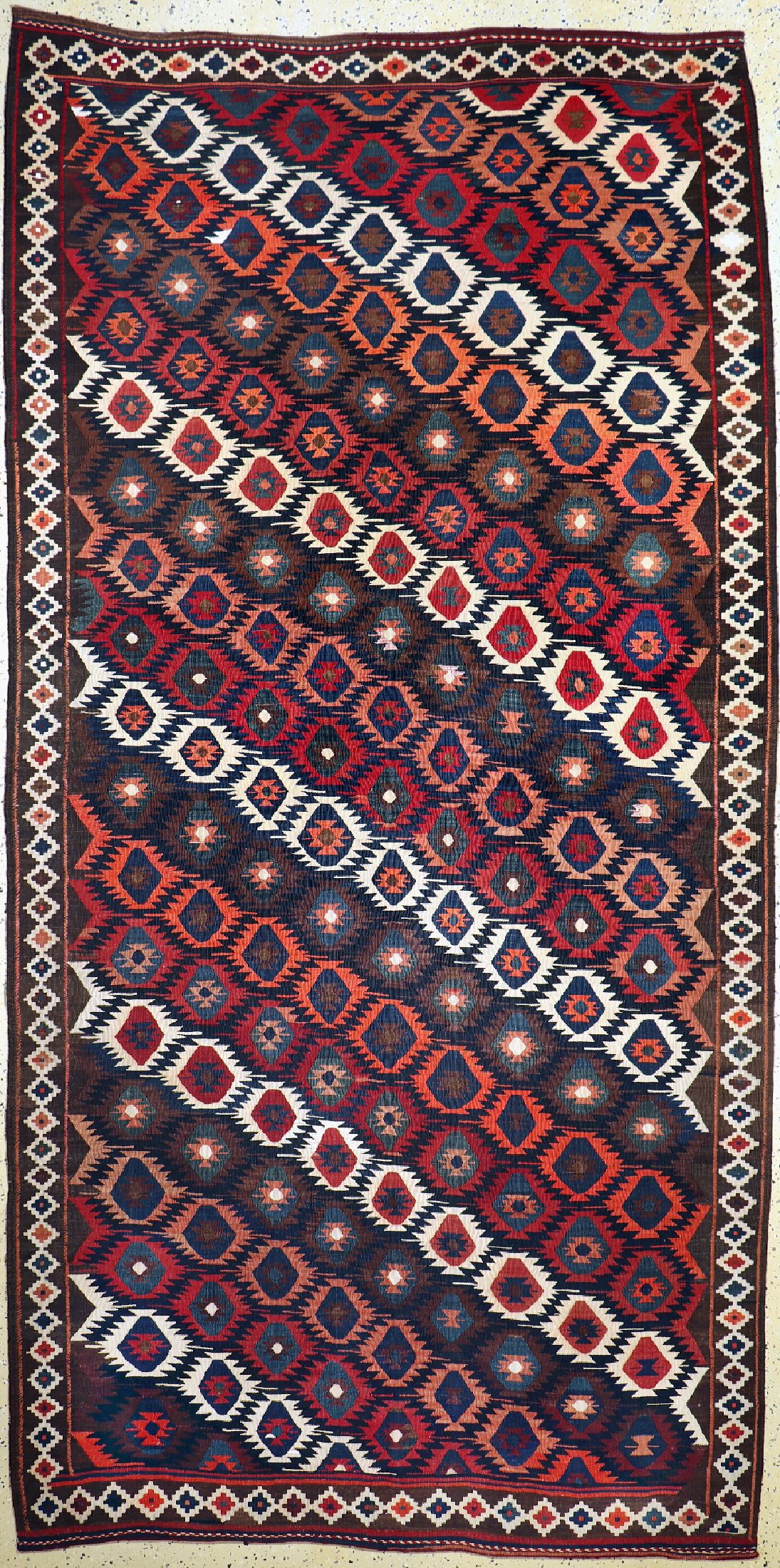 Weramin Kelim antik, Persien, um 1900, Wolle auf Wolle, ca. 345 x 172 cm, EHZ: 1-2