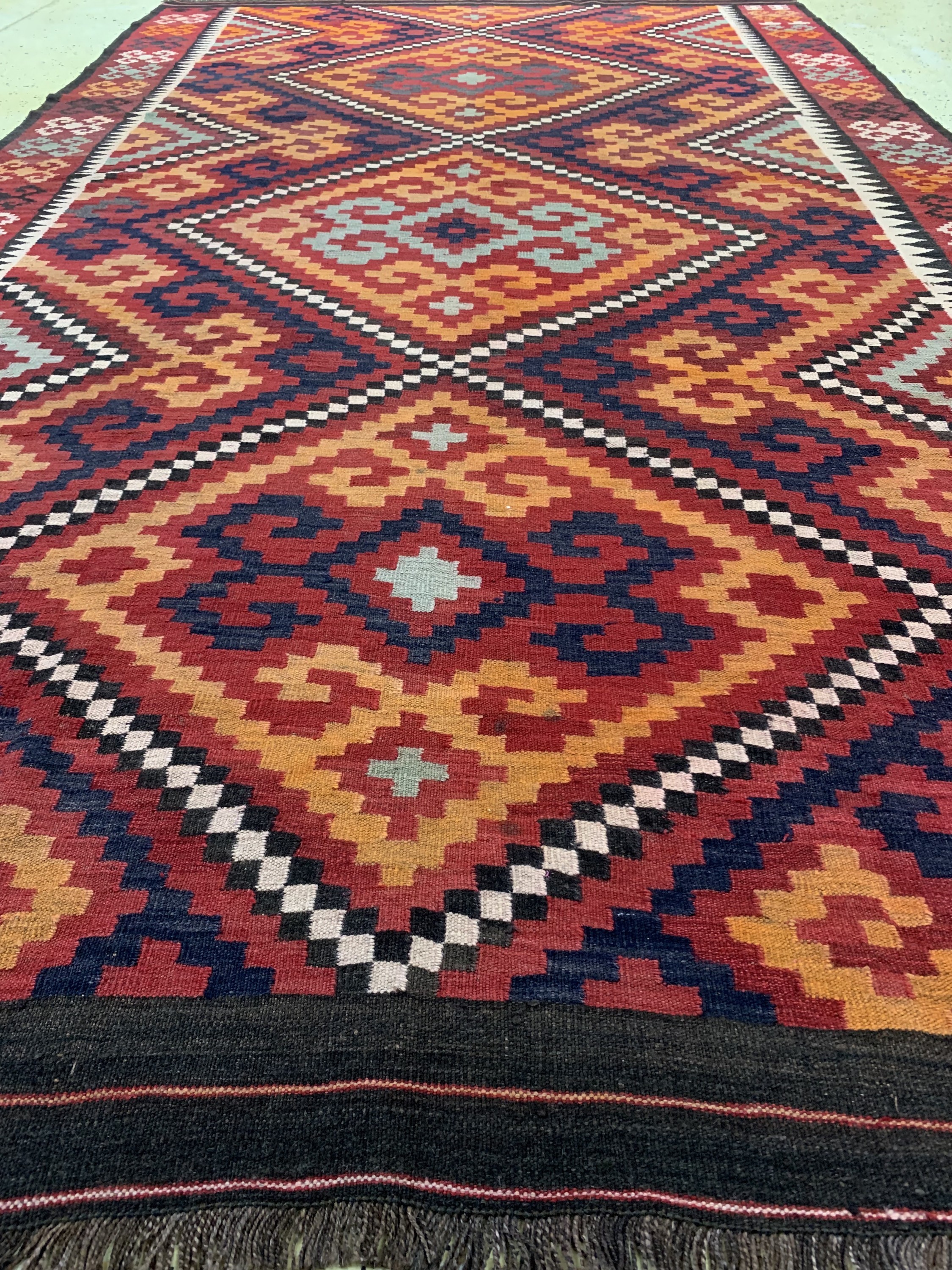 Detail d: Uzbek Kelim, Afghanistan, um 1920, Wolle auf Wolle, ca. 358 x 200 cm, EHZ: 1-2