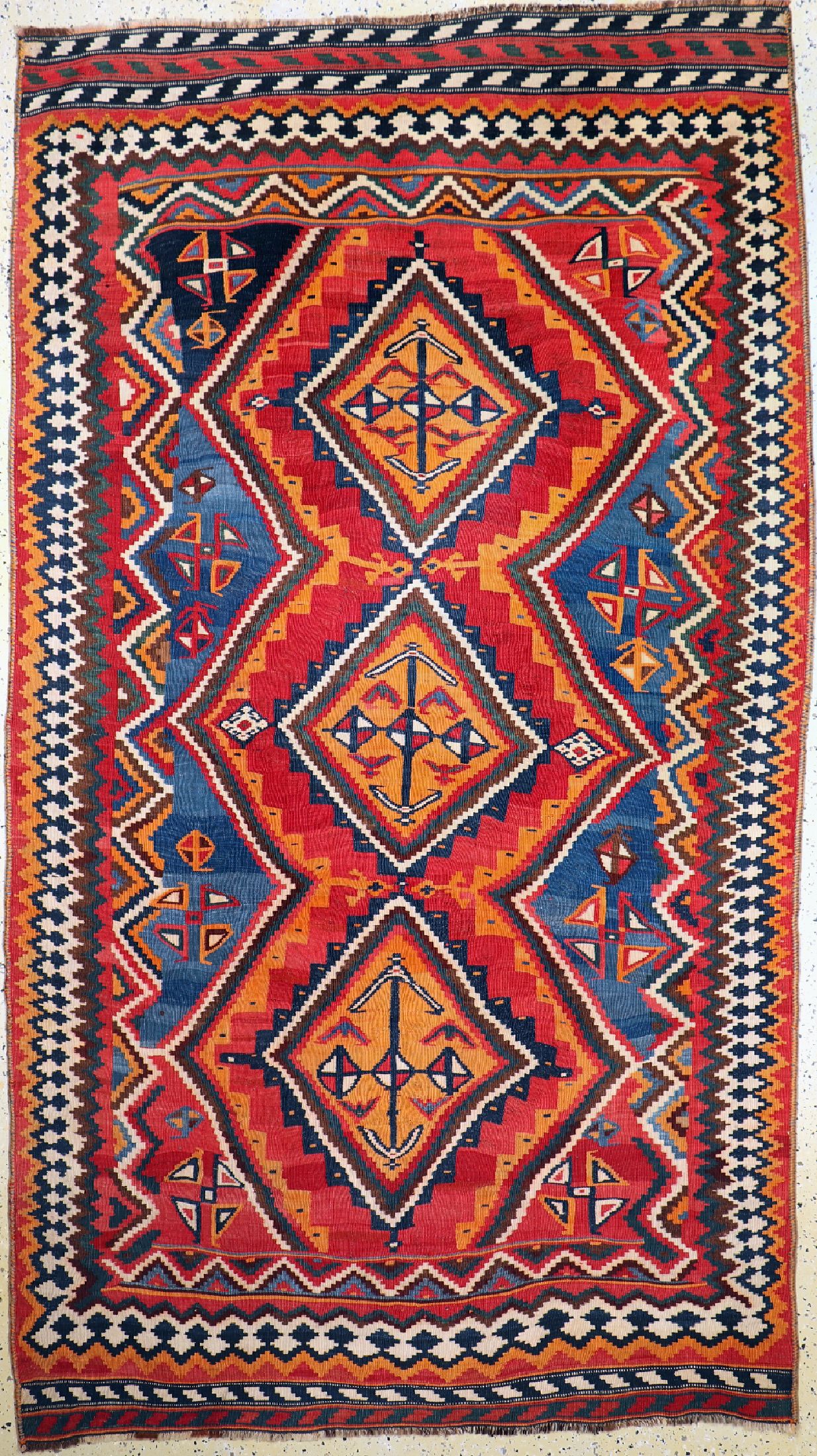 Ghaschgai Kelim antik, Persien, um 1900, Wolle auf Wolle, ca. 276 x 157 cm, EHZ: 1-2