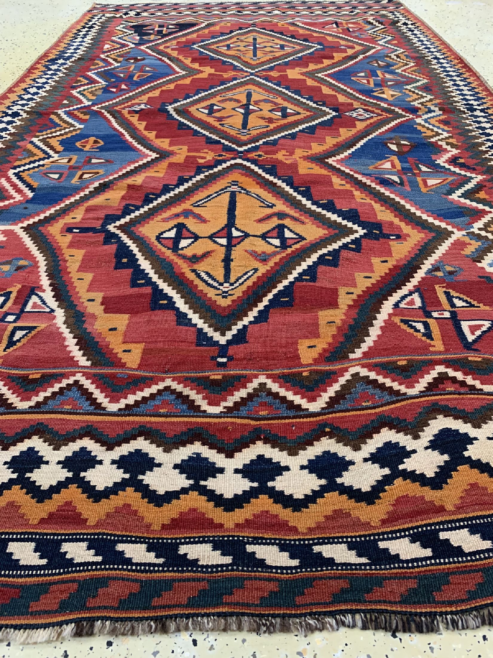 Detail e: Ghaschgai Kelim antik, Persien, um 1900, Wolle auf Wolle, ca. 276 x 157 cm, EHZ: 1-2