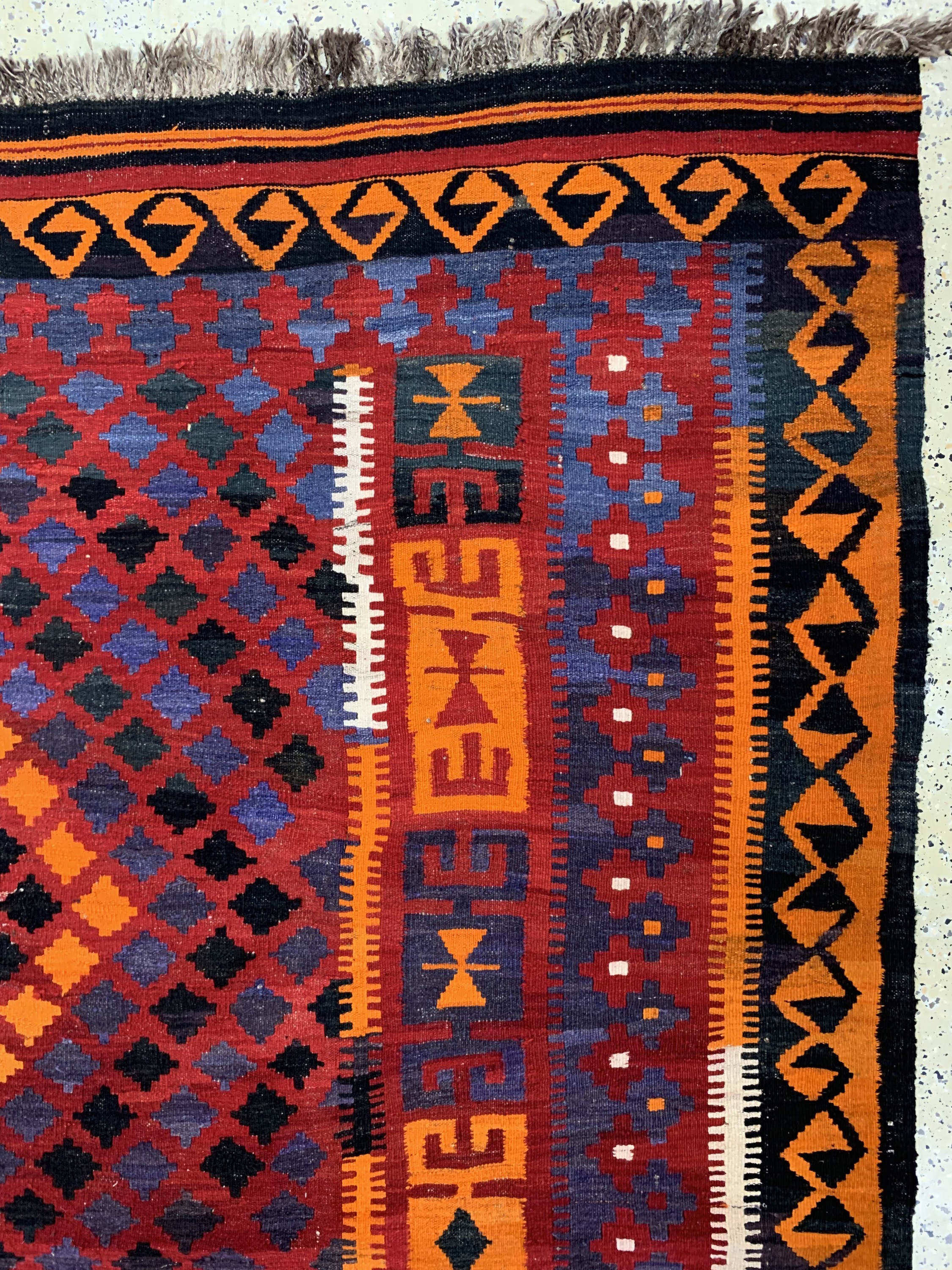 Detail d: Maymaneh Kelim, Afghanistan, um 1960, Wolleauf Wolle, ca. 398 x 300 cm, EHZ: 1-2