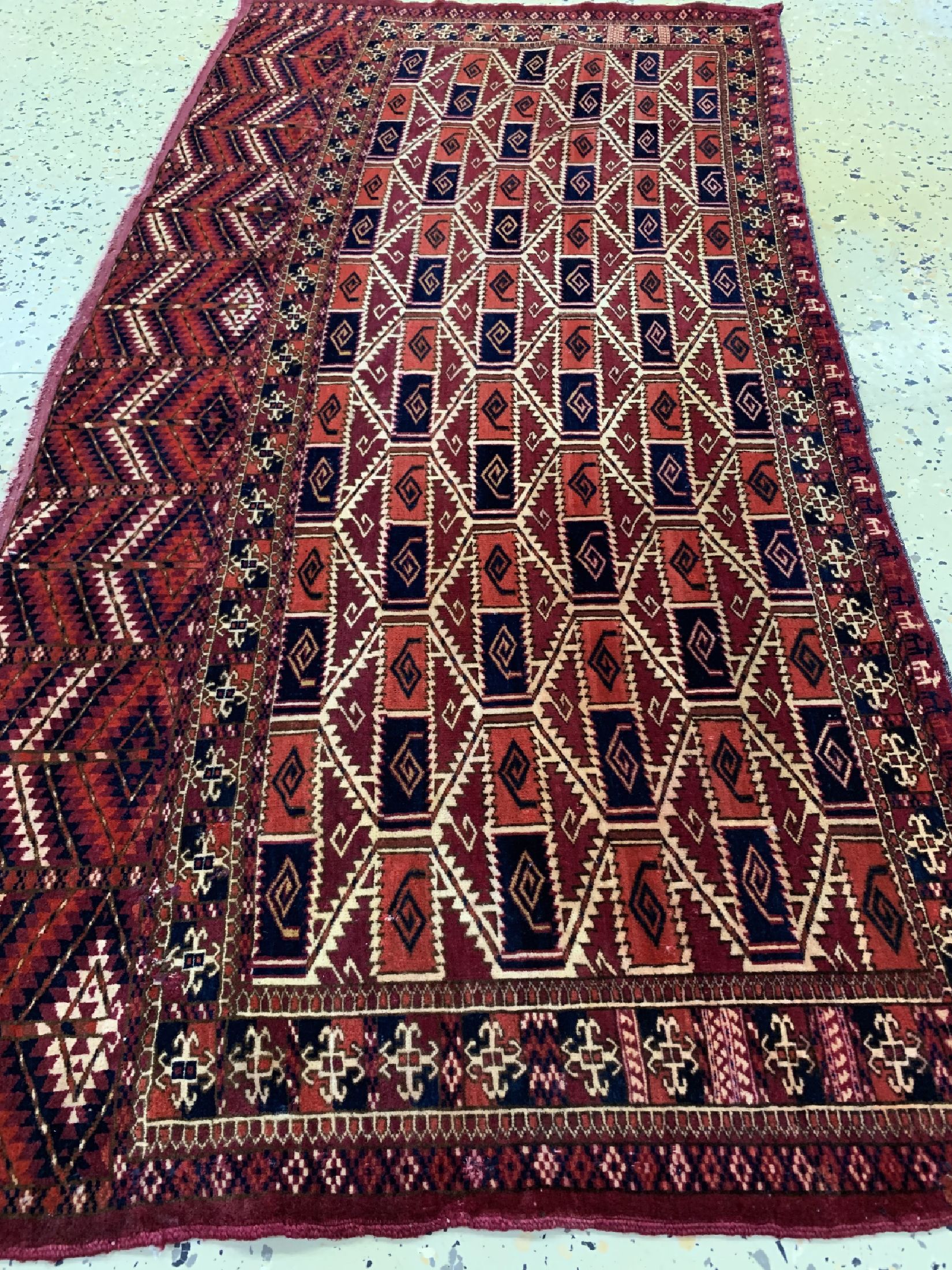 Detail d: Tekke Tschowal antik, Turkmenistan, 19.Jhd,Wolle auf Wolle, ca. 134 x 67 cm, EHZ: 3