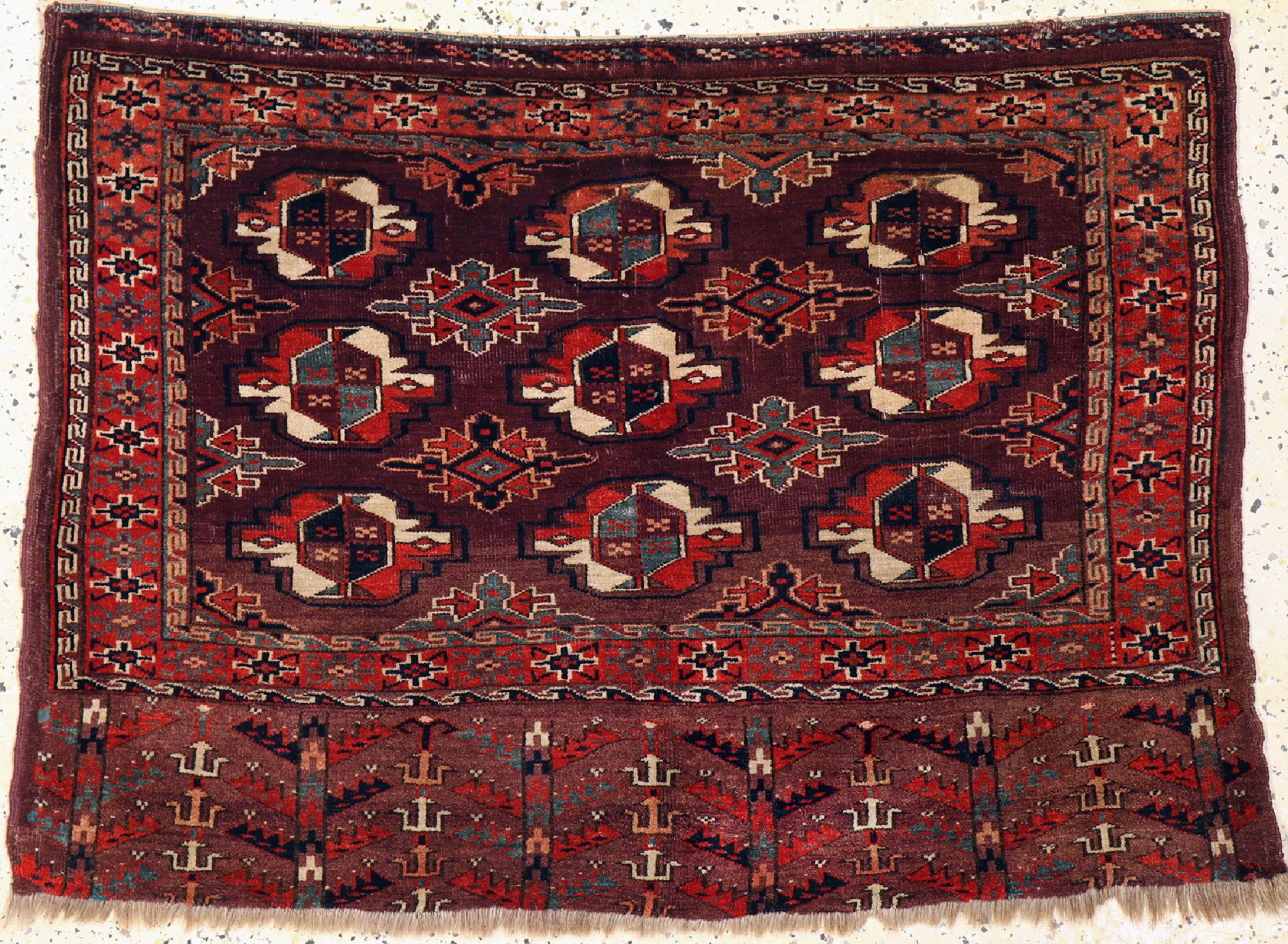 Igdir Tschowal antik, Turkmenistan, 19.Jhd,Wolle auf Wolle, ca. 118 x 86 cm, EHZ: 2-3