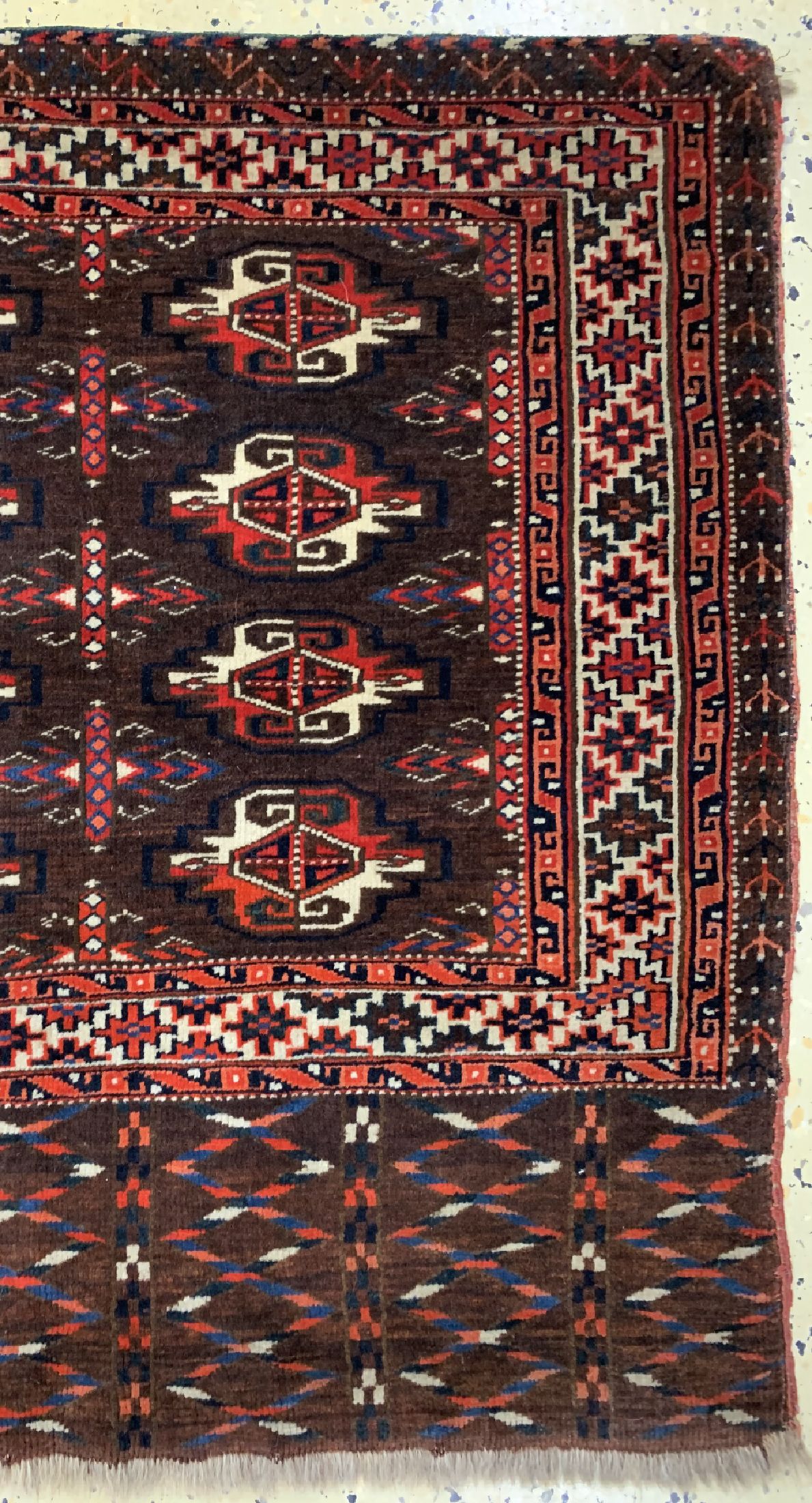 Detail a: Yomud Tschowal antik, Turkmenistan, um 1900, Wolle auf Wolle, ca. 123 x 80 cm, EHZ: 2-3