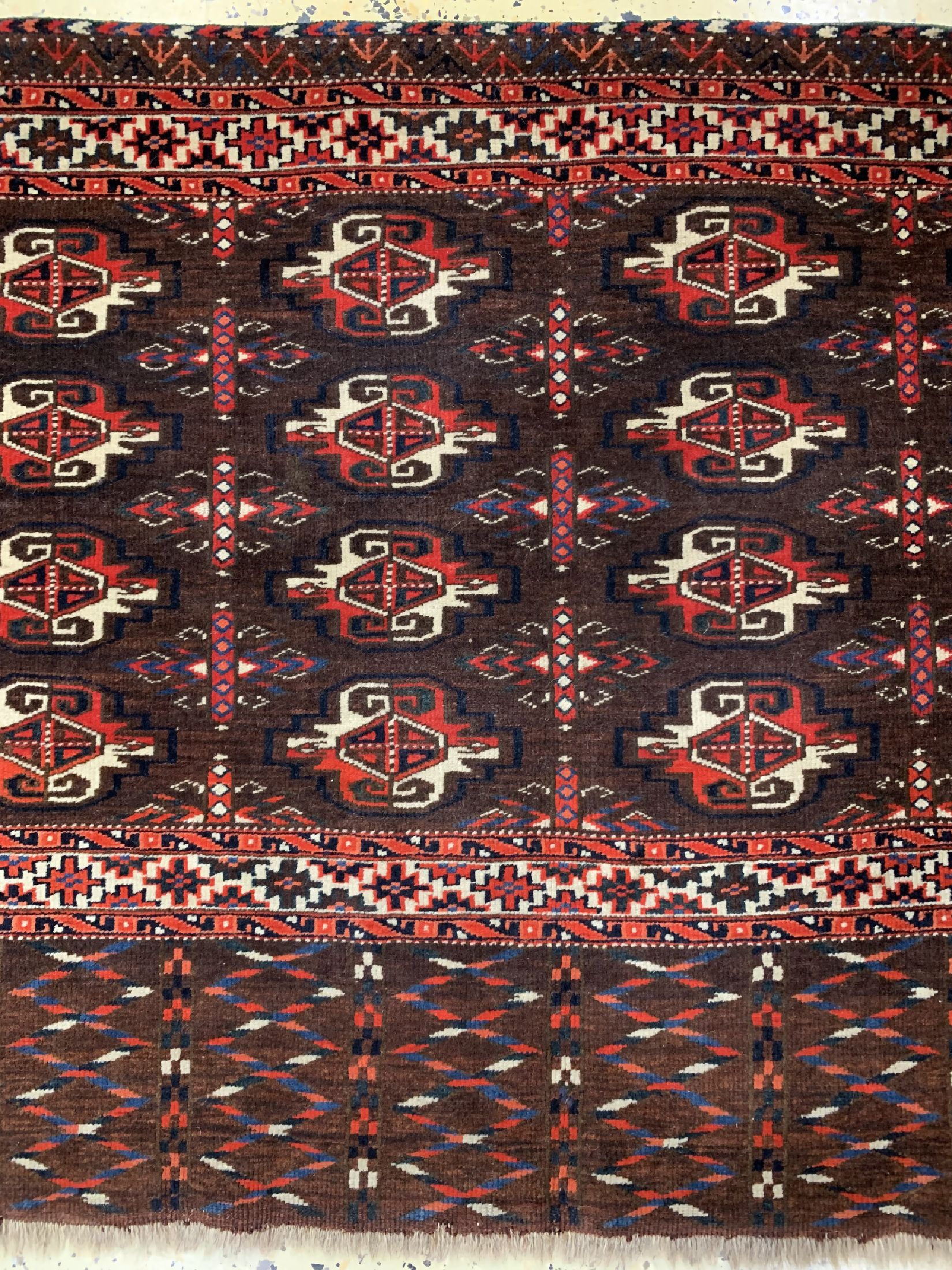 Detail c: Yomud Tschowal antik, Turkmenistan, um 1900, Wolle auf Wolle, ca. 123 x 80 cm, EHZ: 2-3
