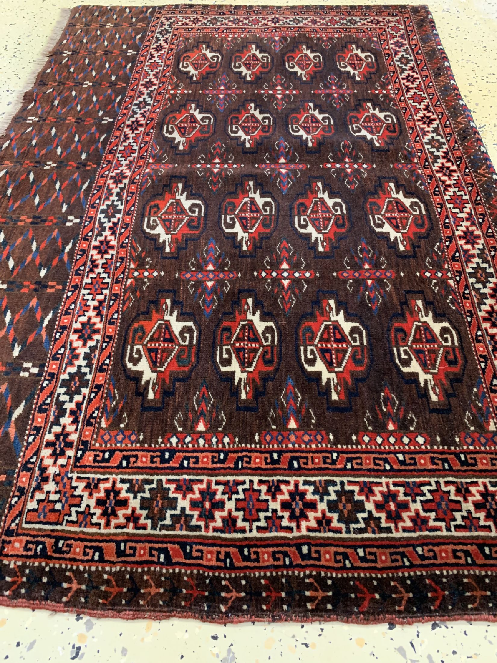 Detail d: Yomud Tschowal antik, Turkmenistan, um 1900, Wolle auf Wolle, ca. 123 x 80 cm, EHZ: 2-3