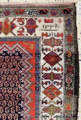 26727200c - Antique Hamadan, Persia, dated 1334(1911), wool on cotton, approx. 388 x 102 cm, condition: 2. Antique, old and decorative collector Orientalrugs, Carpets, Textiles and Flatweaves