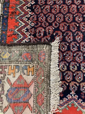 26727200e - Antique Hamadan, Persia, dated 1334(1911), wool on cotton, approx. 388 x 102 cm, condition: 2. Antique, old and decorative collector Orientalrugs, Carpets, Textiles and Flatweaves