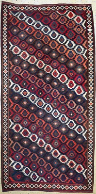 Image 26727210 - Weramin Kilim antique, Persia, around 1900, wool on wool, approx. 345 x 172 cm, condition:1-2. Antique, old and decorative collector Orientalrugs, Carpets, Textiles and Flatweaves