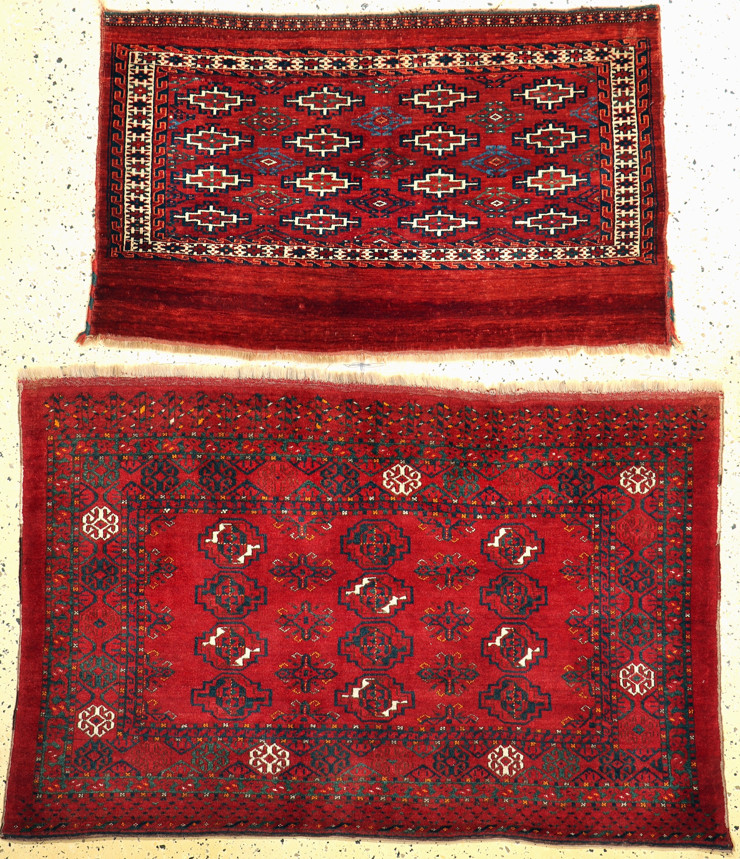 Konvolut 2 Djowal, Turkmenistan, um 1900, Wolle auf Wolle, ca. 147 x 94 cm, EHZ: 2-3