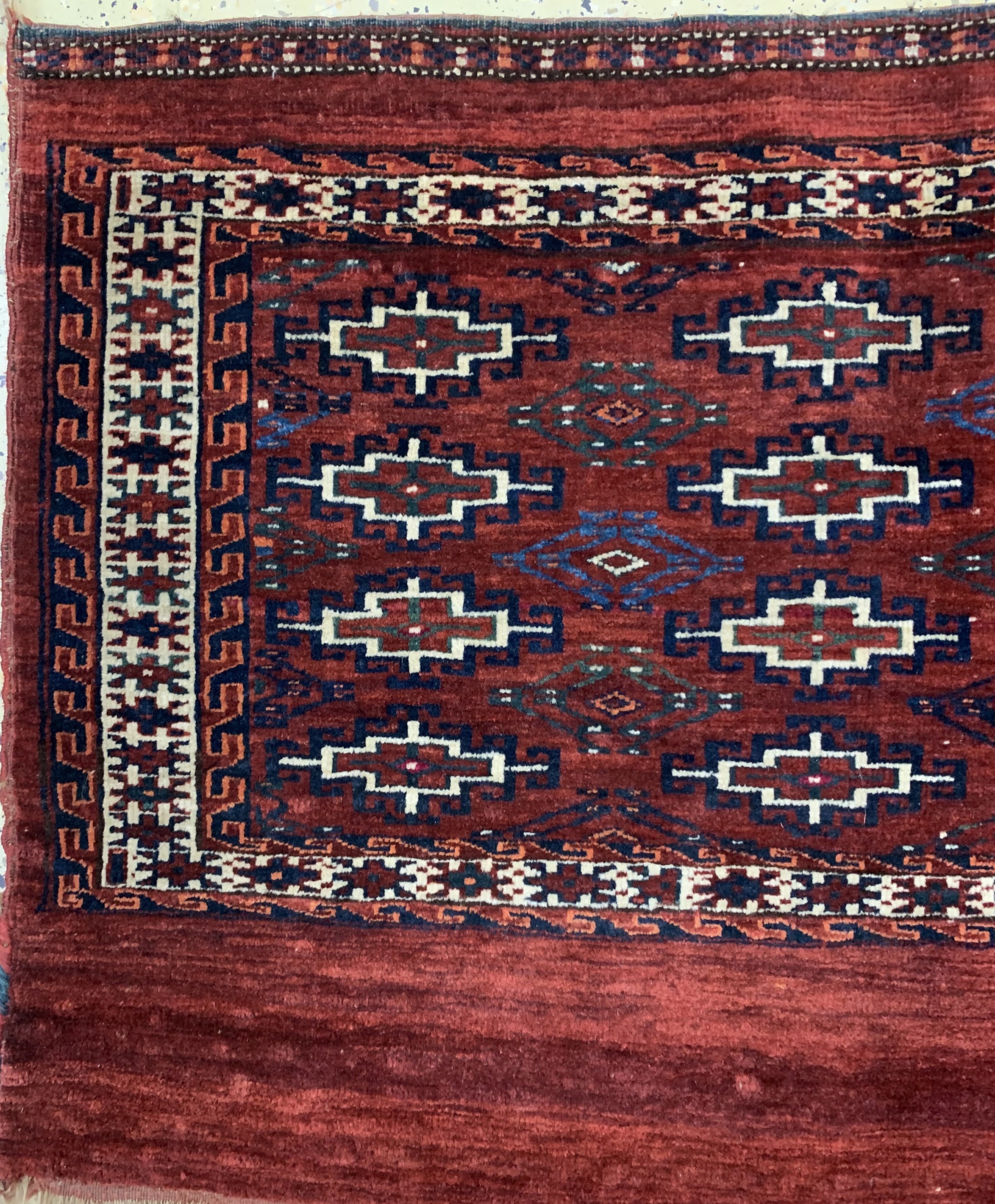 Detail e: Konvolut 2 Djowal, Turkmenistan, um 1900, Wolle auf Wolle, ca. 147 x 94 cm, EHZ: 2-3
