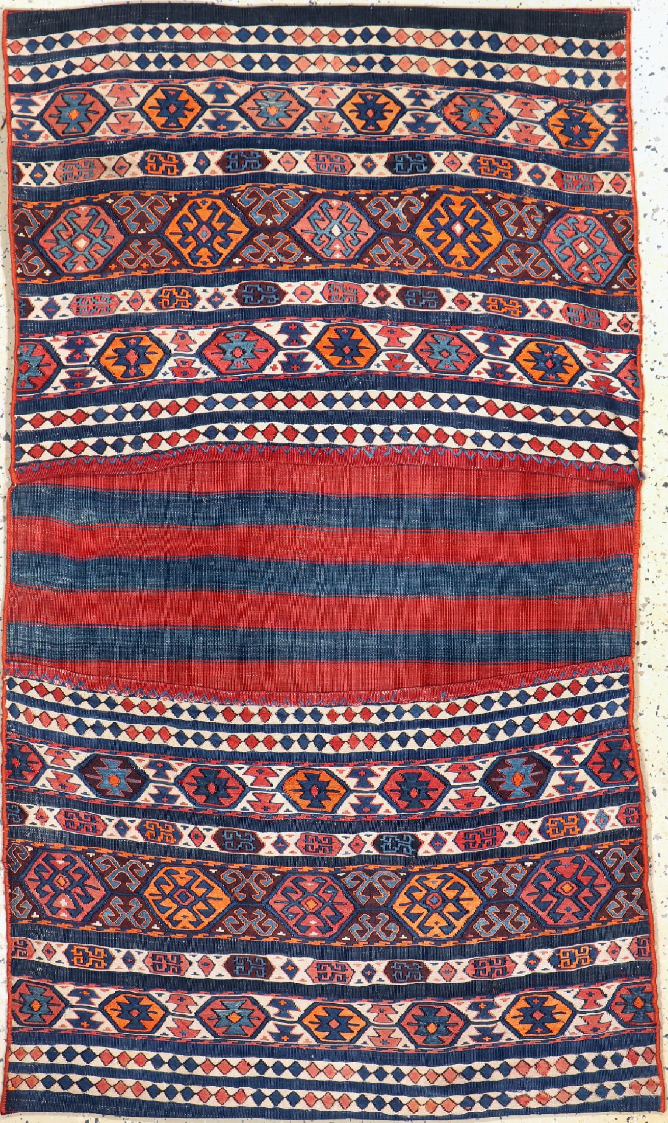 Shahsawan Kelim-Doppeltasche , Persien, um 1920, Wolle auf Wolle, ca. 156 x 98 cm, EHZ: 2, (kleine Reparaturen)
