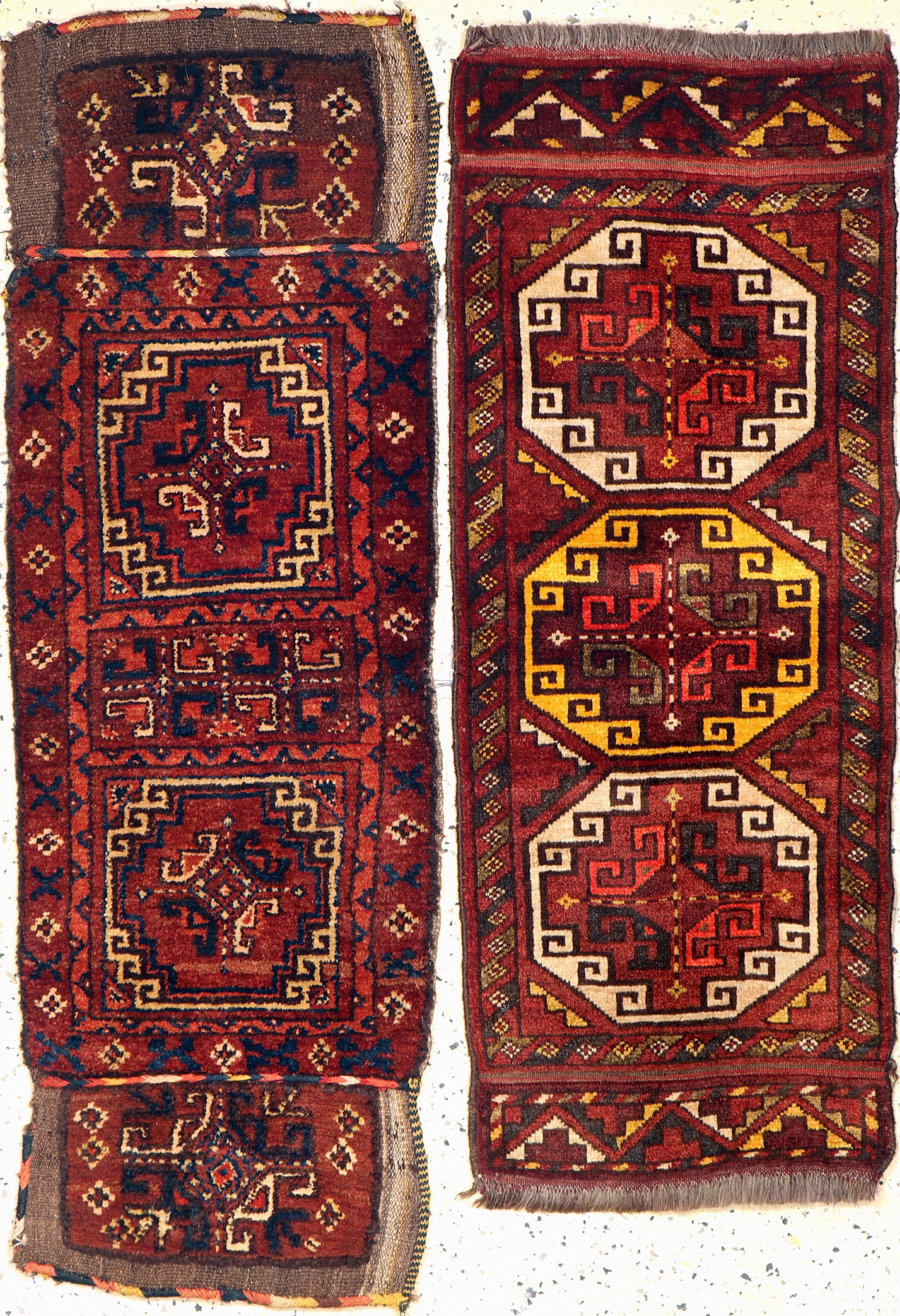 2 lot Ersari Napramatsch antik, Afghanistan, um 1900, Wolle auf Wolle, ca. 127x 42 cm, EHZ: 2-3
