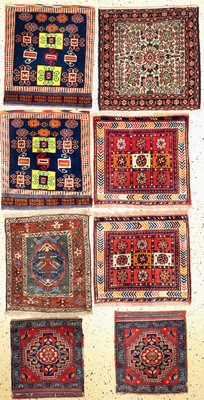 Image 26727335 - Konvolut aus 8 Poschti & Taschenfront, Persien, um 1920/1940, Wolle auf Wolle & Baumwolle, ca. 60 x 55 cm, EHZ: 3