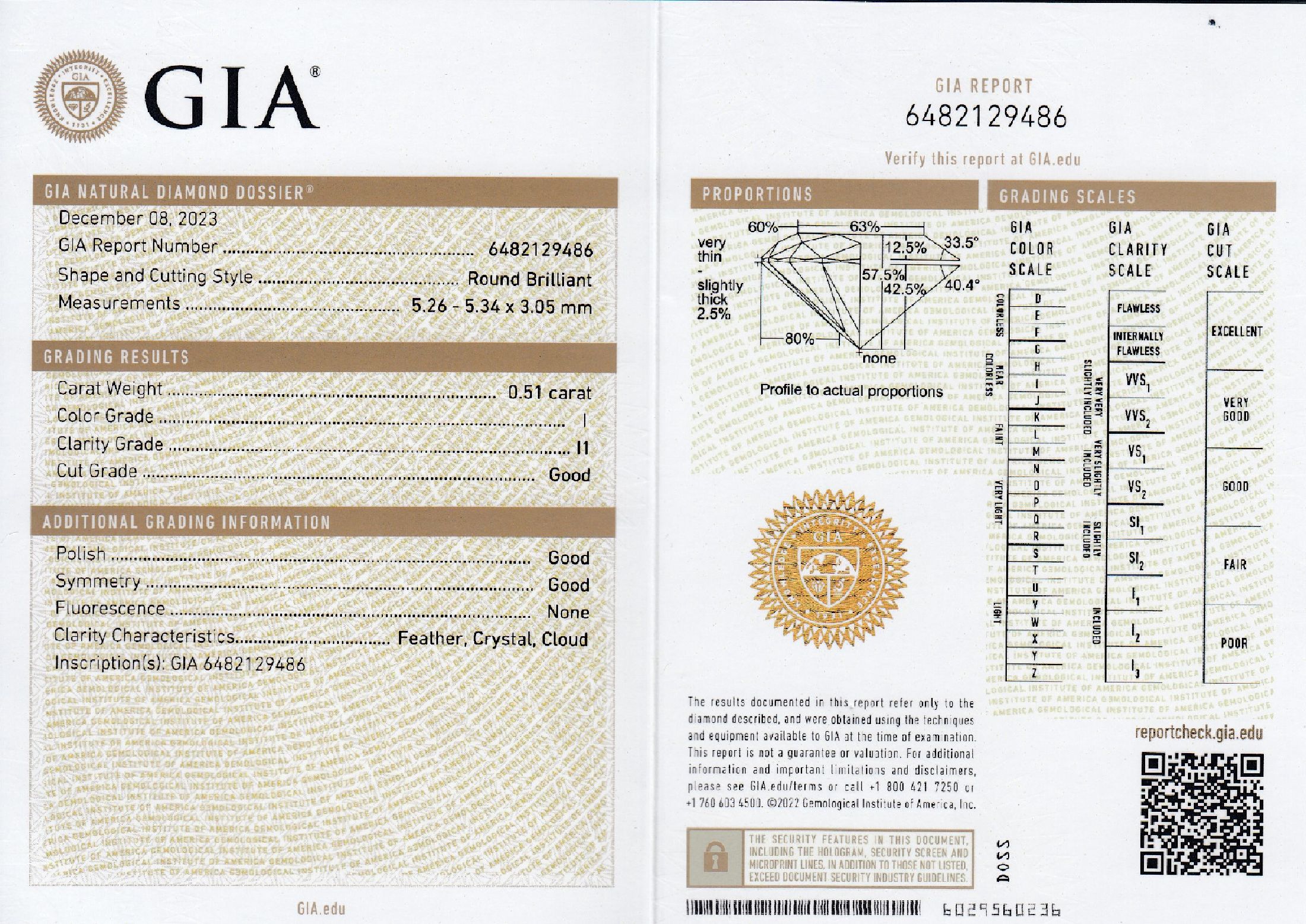 Detail b: Loser Brillant, 0.51 ct l.get.Weiß(I)/p1, mit GIA-Expertise