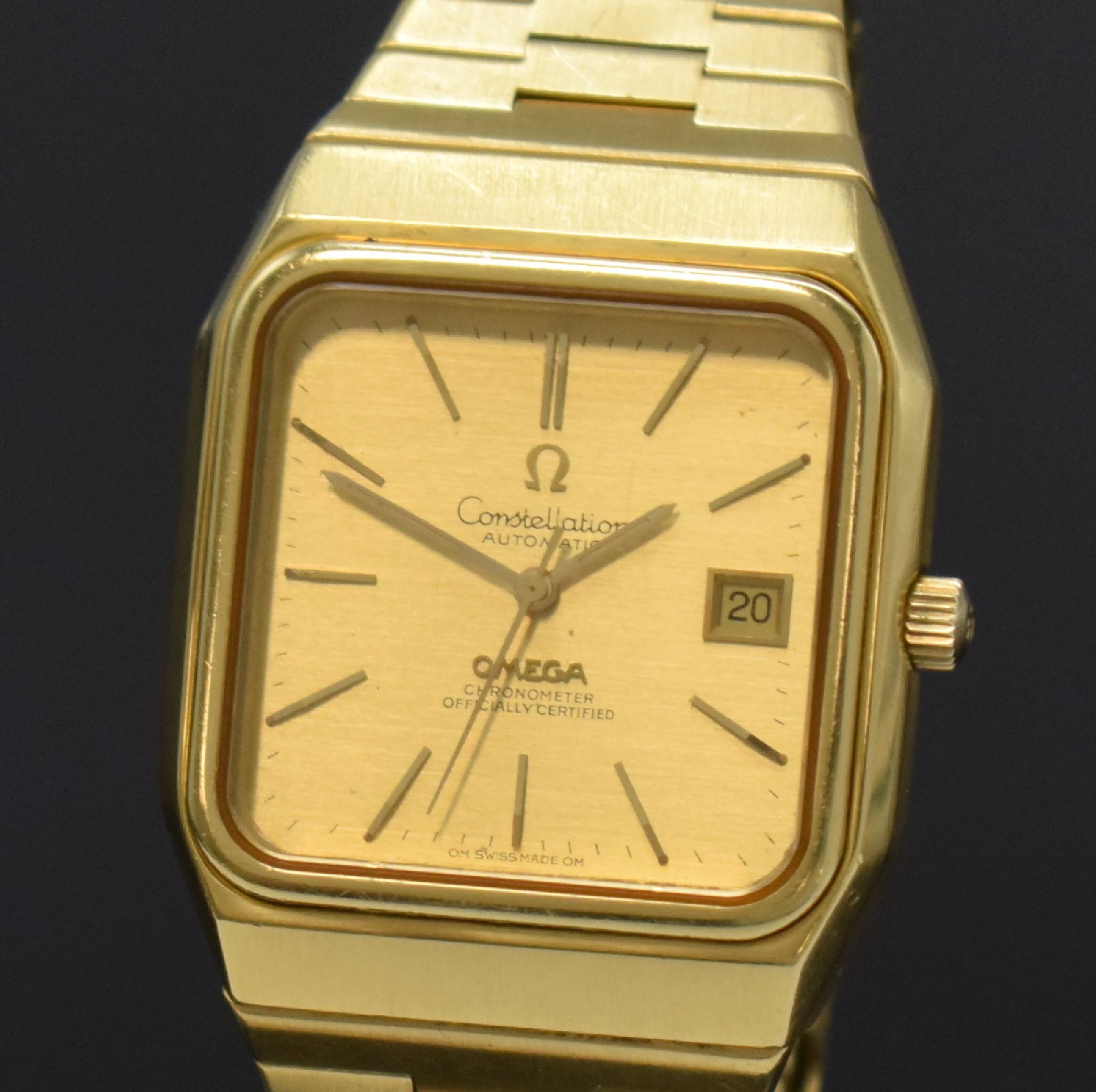 Detail a: OMEGA Constellation Chronometer seltene Herrenarmbanduhr in GG 750/000 Referenz 168.0062, Automatik, Schweiz um 1973, massives, 2-teil. Geh., Boden ...