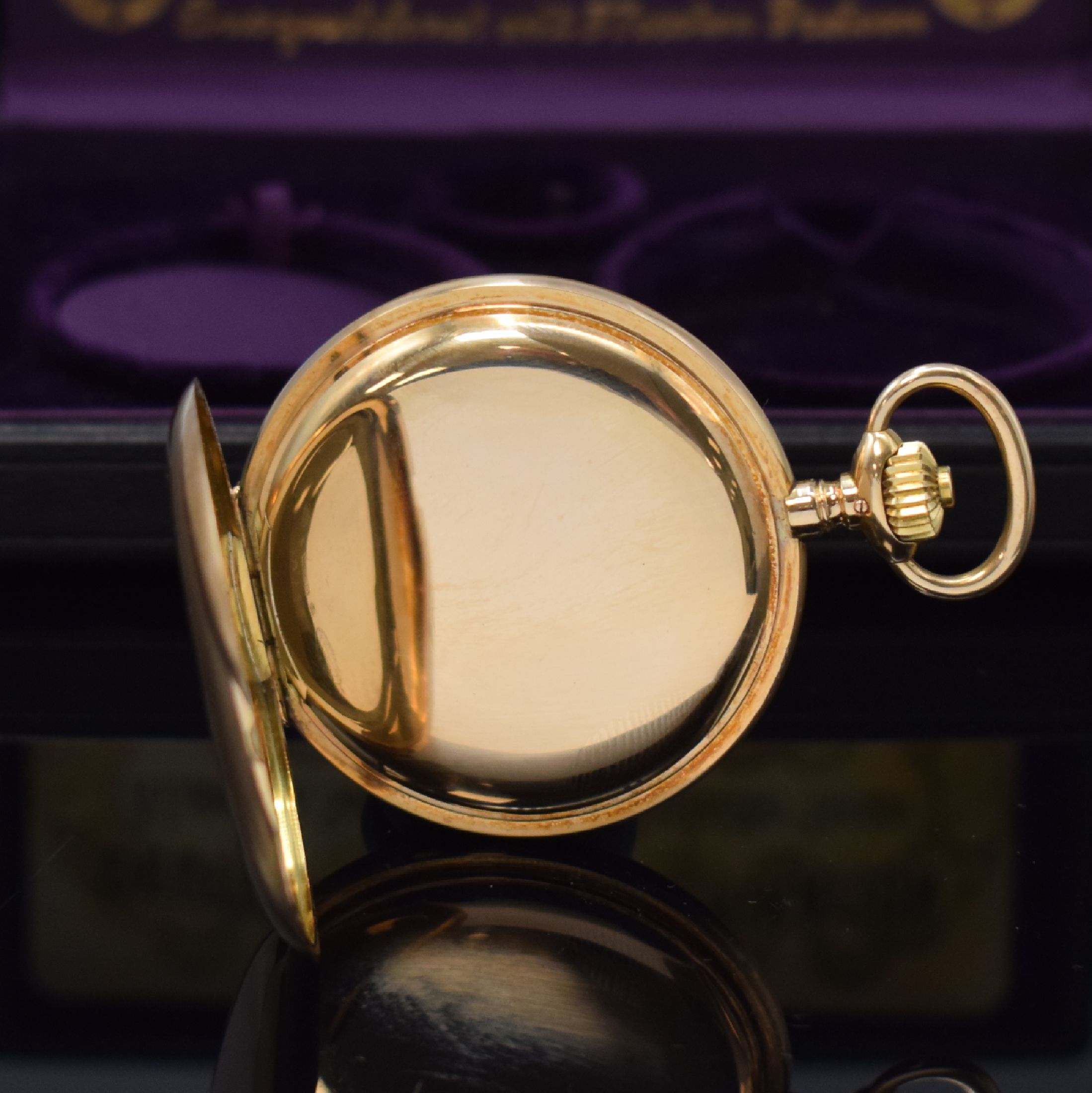 Detail d: A. LANGE & SÖHNE Deutsche Uhrenfabrikation Herrensavonette in GG 585/000, Deutschland um 1920, glattes 3-Deckel Gold Lucia-Geh., 3 -teil. ...