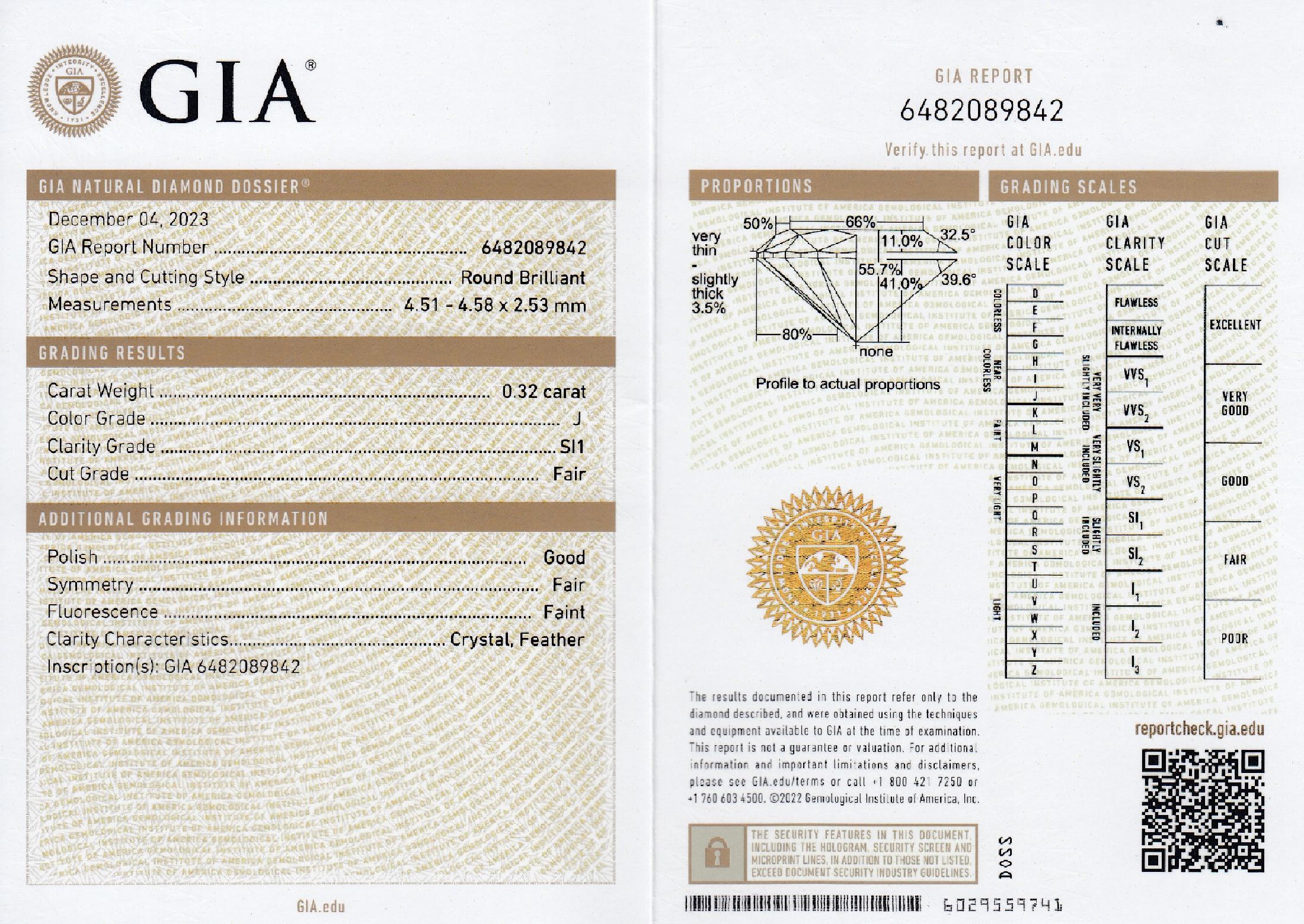 Detail b: Loser Brillant, 0.32 ct l.get.Weiß(J)/si1, mit GIA-Expertise