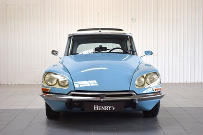 26727482a - Citroen DS, first registered 06/197373, mileage read 49.900 km, MOT expired, historical registration, 72 kW/98 hp, 4-cylinder, manual transmission, blue, black leather interior, folding roof, air suspension, cornering lights and more