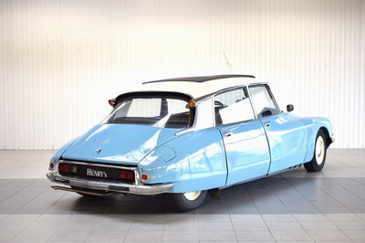 26727482e - Citroen DS, first registered 06/197373, mileage read 49.900 km, MOT expired, historical registration, 72 kW/98 hp, 4-cylinder, manual transmission, blue, black leather interior, folding roof, air suspension, cornering lights and more