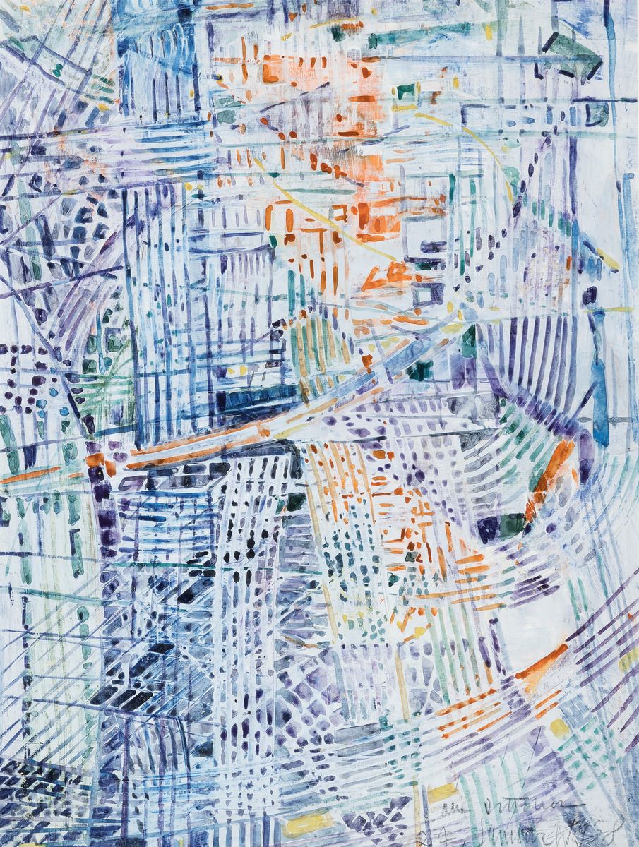 Otto Ditscher, 1904-1987 Neuhofen, 2 abstrakte Kompositionen, Aquarell auf Papier, beide rechts unten signiert und dat. 58, je ca. 62x46cm, PP, ...