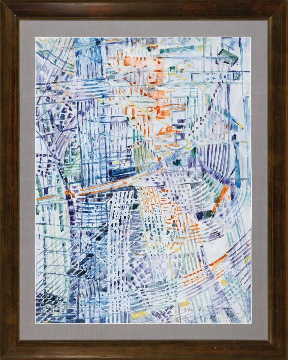 Detail k: Otto Ditscher, 1904-1987 Neuhofen, 2 abstrakte Kompositionen, Aquarell auf Papier, beide rechts unten signiert und dat. 58, je ca. 62x46cm, PP, ...