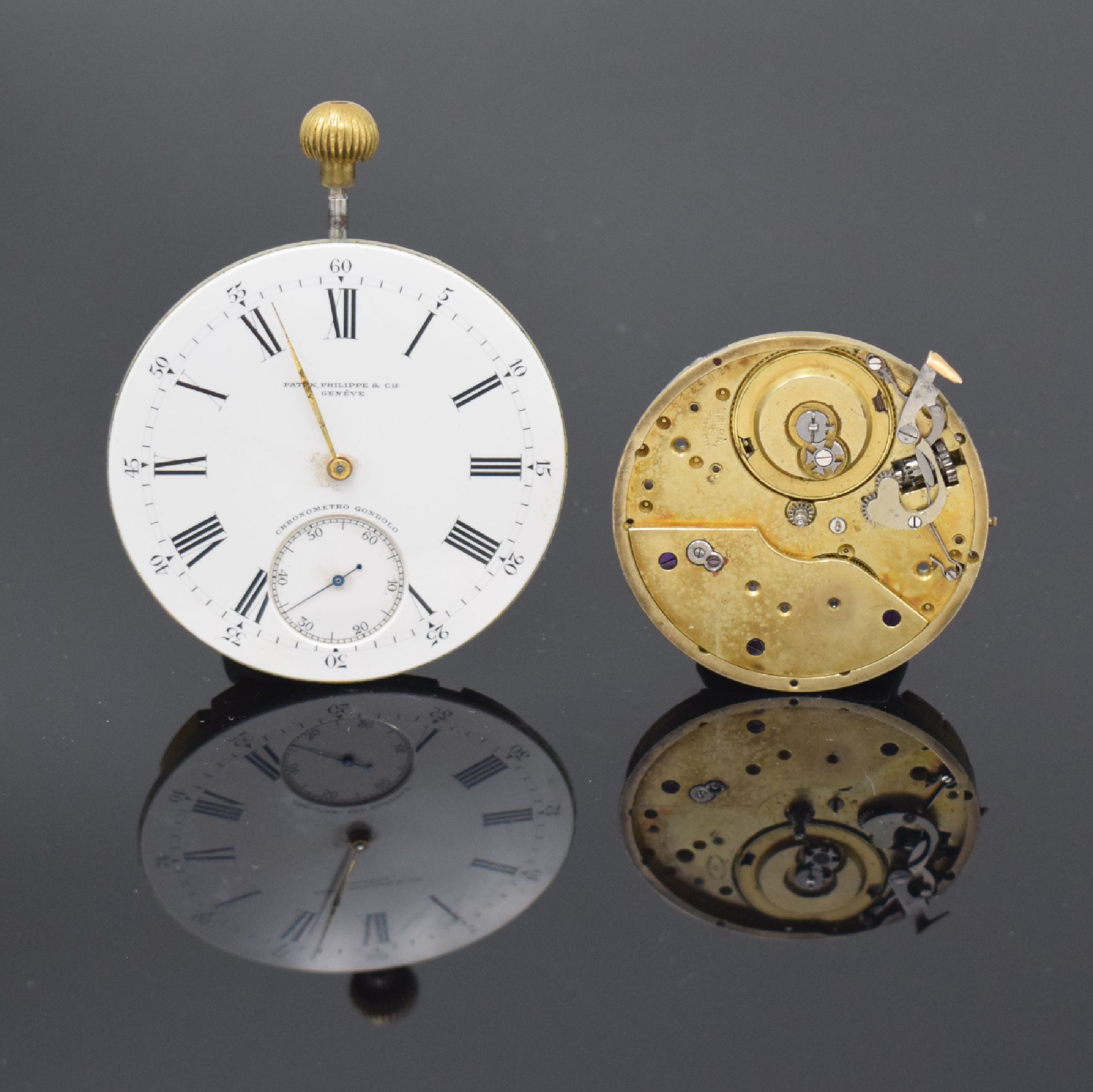 Detail a: PATEK PHILIPPE Chronometro Gondolo hochfeines Taschenuhrwerk und ein VACHERON & CONSTANTIN Savonette-Werk, Schweiz um 1900, PPC inkl. 2-teil. 50 mm ...