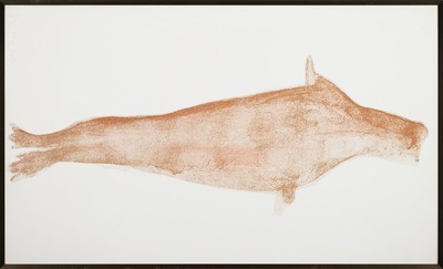26727855k - Joseph Beuys, Kleve 1921 - 1986 Düsseldorf, "Robbe", Farblithographie auf Papier, betitelt und num. 41/150, handsigniert, ca. 103 x 63 cm, unter Glas, Rahmen