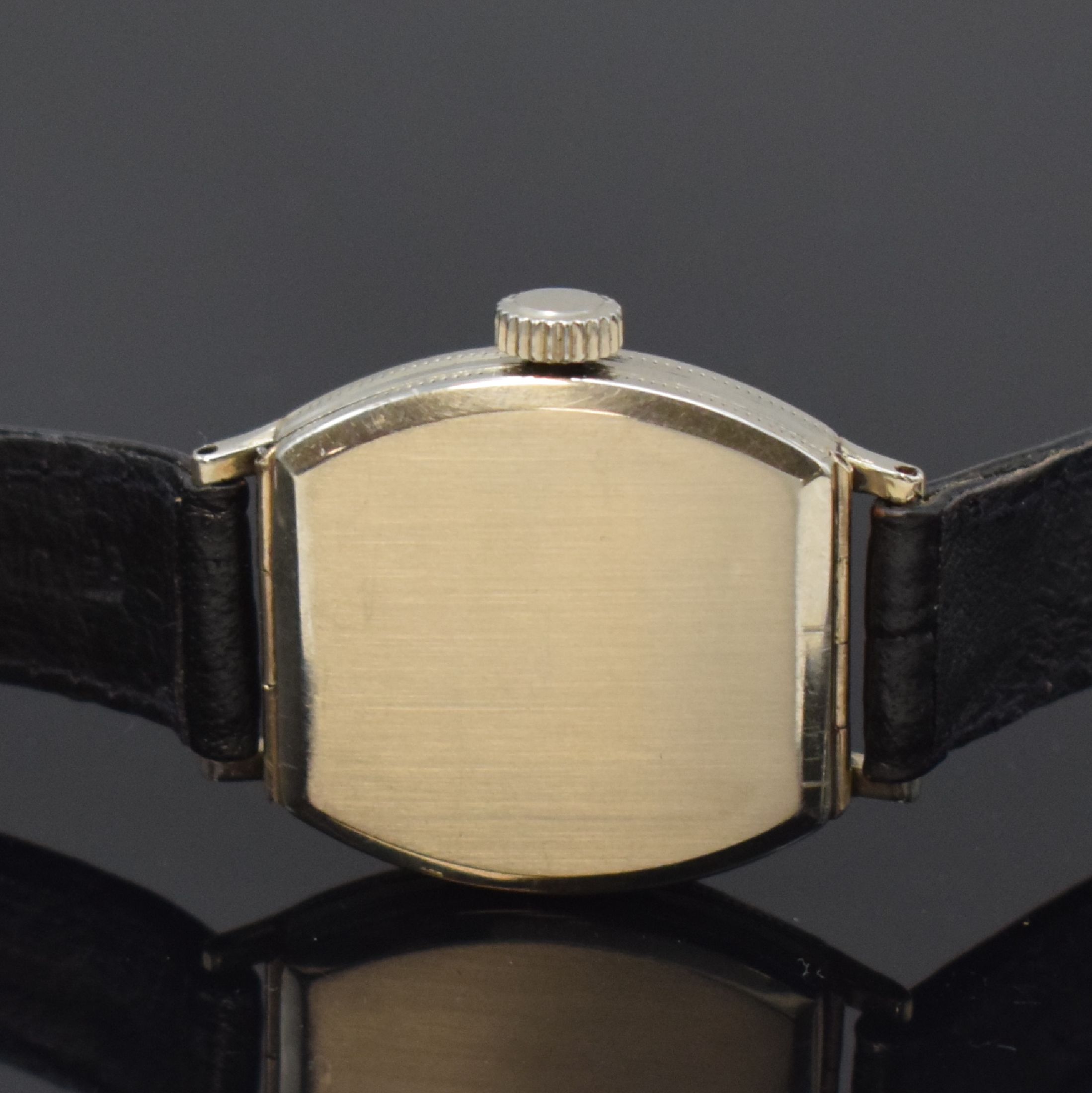 Detail c: ELGIN Armbanduhr in 14k Weißgold, USA um 1935, Handaufzug, Doppel-Scharniergeh., seitl. grav., weißes Zifferbl. rest., schwarze Zeiger, vern. Werk ...