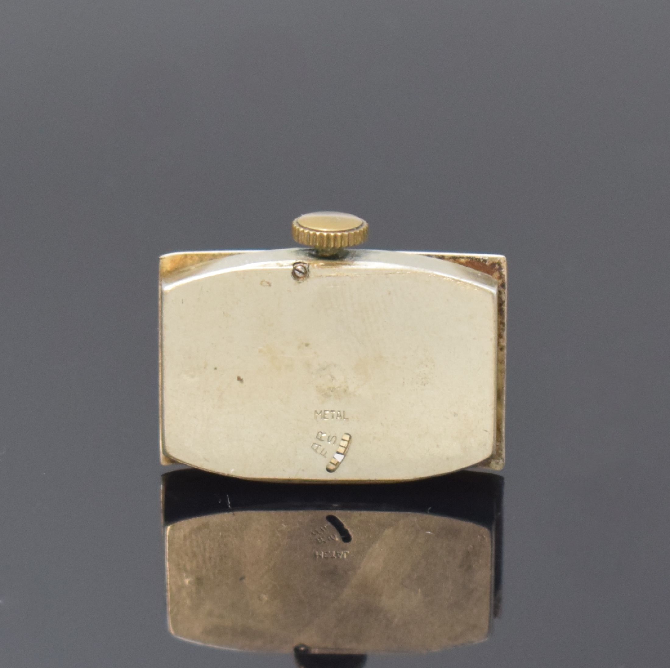 Detail f: FAVRE LEUBA rechteckige Armbanduhr in GG 750/000, Schweiz um 1940, Handaufzug, 2-tlg. Geh., Boden aufgedr., silb. Zifferbl. rest., gebl. Zeiger, ...