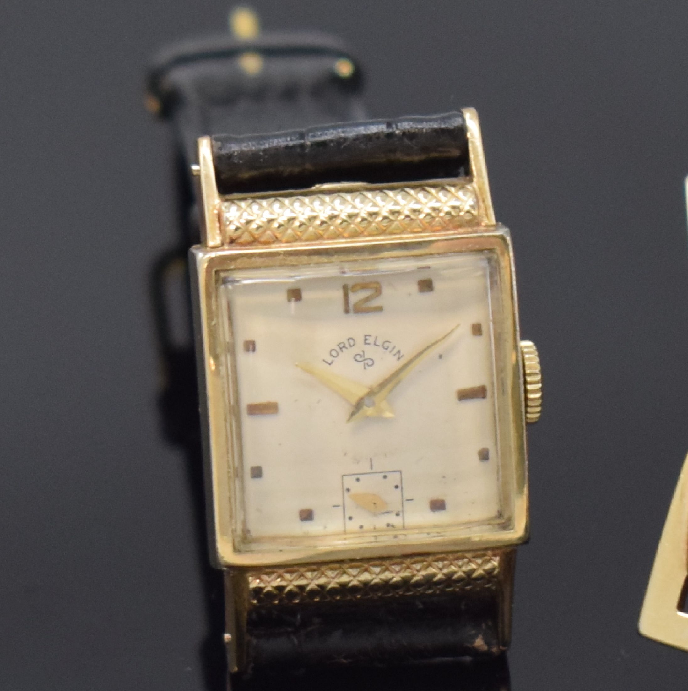 Detail c: ELGIN / GALMOR 3 Armbanduhren, USA um 1930 - 1950, Handaufzug, 1) LORD ELGIN, 2-tlg. 14k gold-filled Geh., Boden aufgedr., silb. Zifferbl. pat., ...