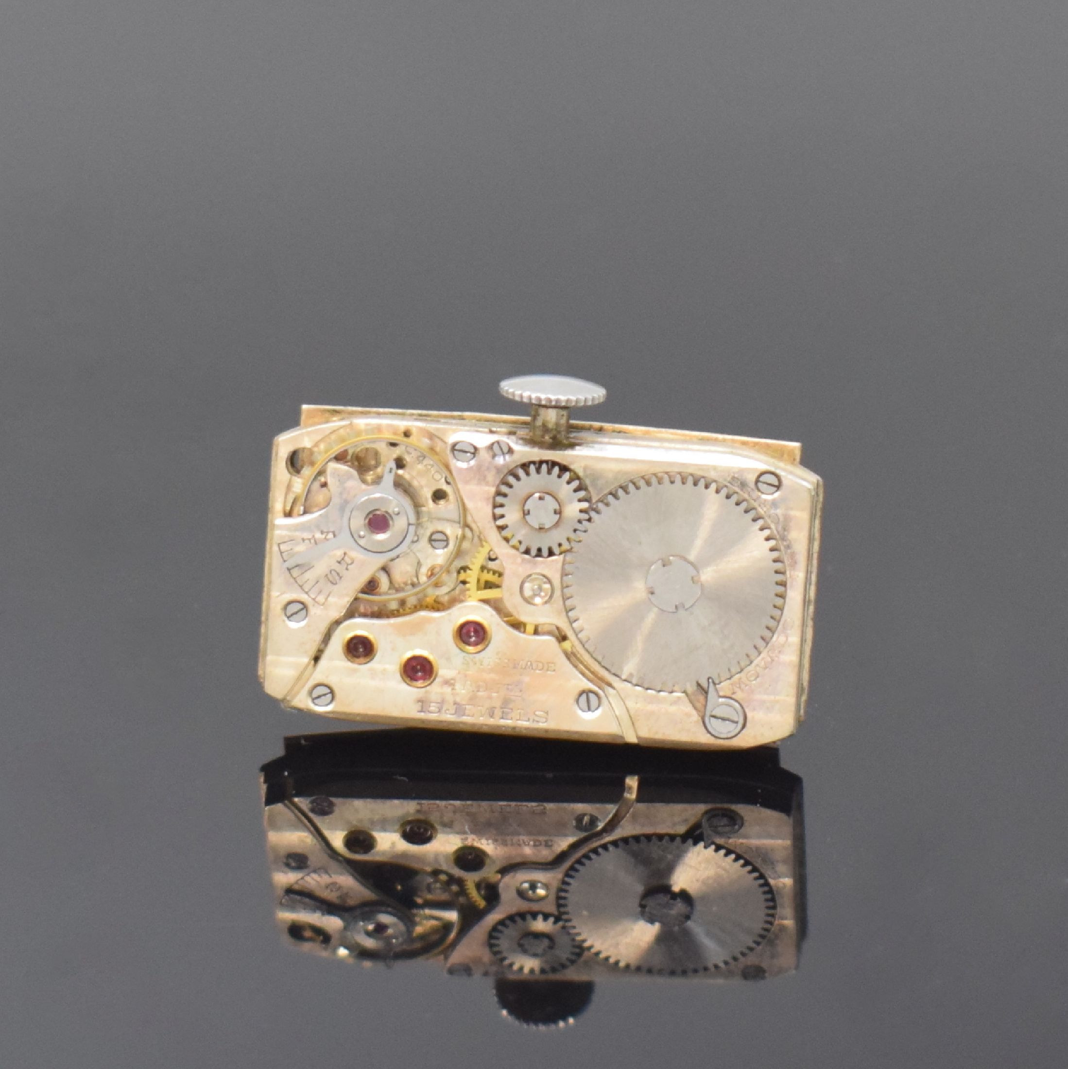 Detail d: MOVADO "Banana" stark gebogene Armbanduhr Referenz 12206 in Stahl, Schweiz um 1938, Handaufzug, 2-tlg. Geh., Boden aufgedr., silb. ...