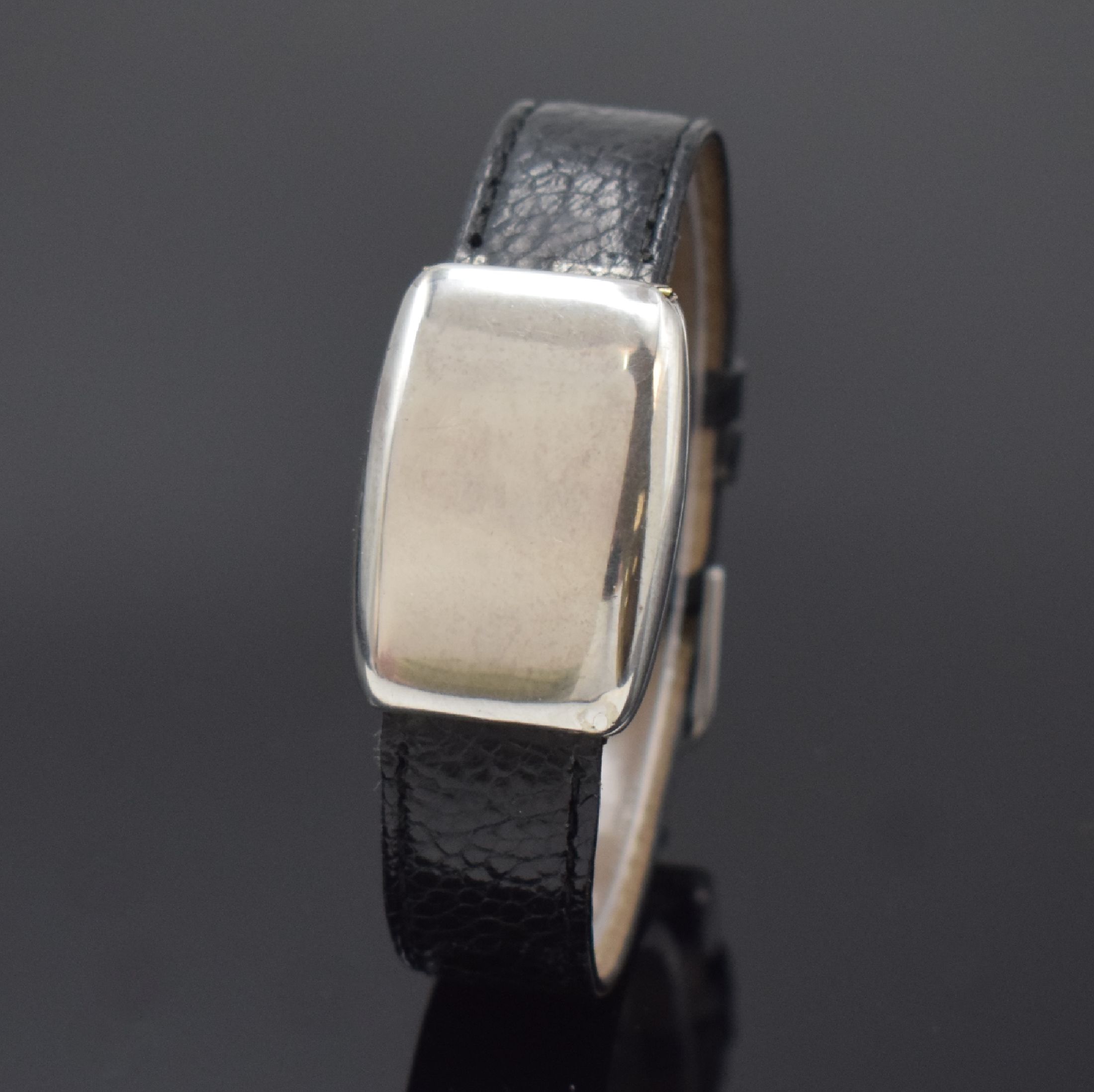 Detail b: ROBINSON & Co / TEXA ausgefallene Savonette- Armbanduhr in Sterlingsilber, Schweiz um 1935, Handaufzug, tonneau-förm. Doppel- Scharniergeh., im ...