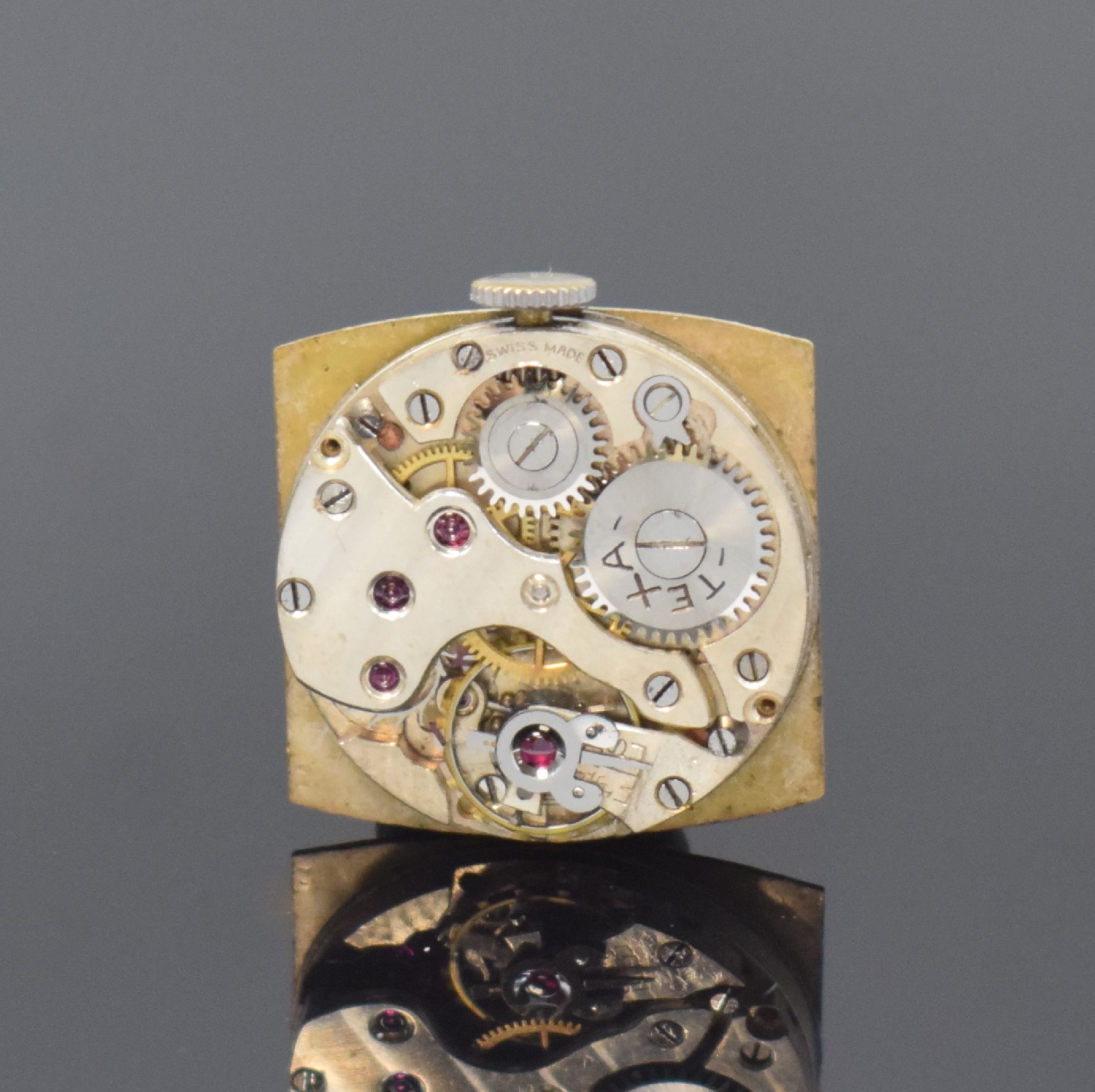 Detail g: ROBINSON & Co / TEXA ausgefallene Savonette- Armbanduhr in Sterlingsilber, Schweiz um 1935, Handaufzug, tonneau-förm. Doppel- Scharniergeh., im ...