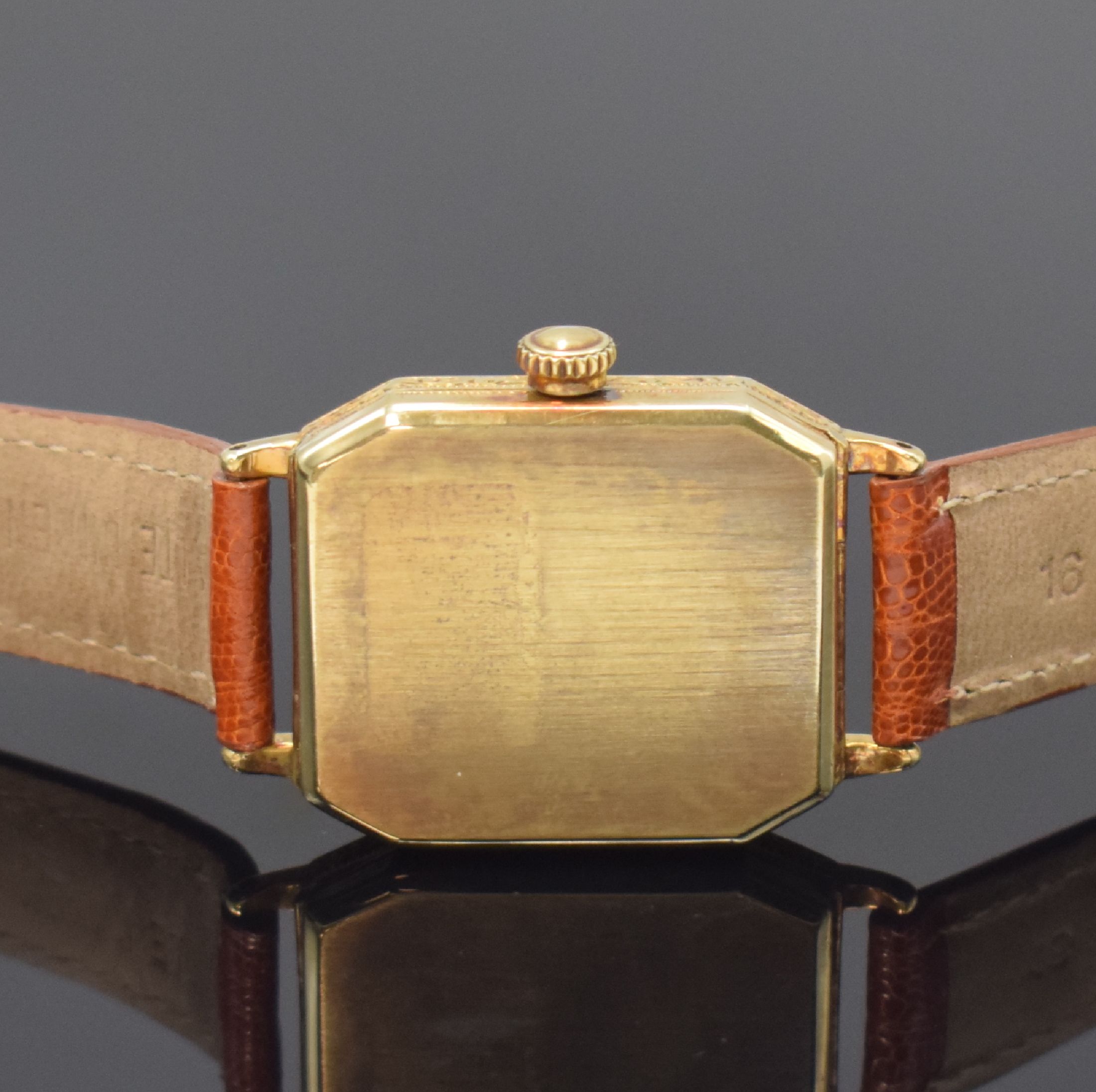Detail c: WALTHAM frühe acht-eckige Armbanduhr in GG 585/000, USA um 1925, Handaufzug, Doppel- Scharniergeh., grav. Rand, schwarz. Zifferbl. rest., gold. ...