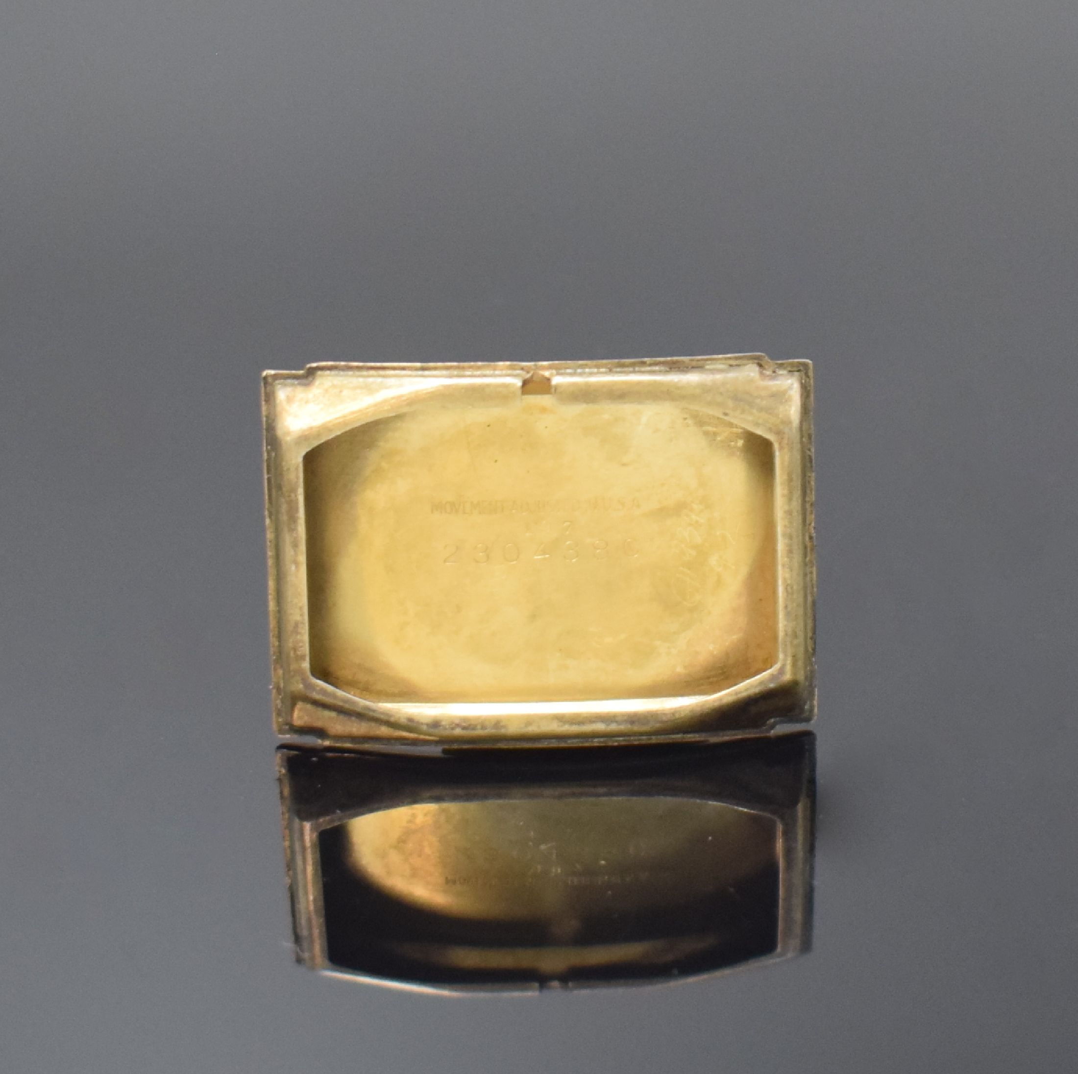 Detail g: LONGINES / GRUEN 2 rechteckige goldfilled Armbanduhren, Schweiz / USA um 1955 / 1945, Handaufzug, 2-tlg. Geh., Böden (Monogramm- Grav.) aufgedr., ...