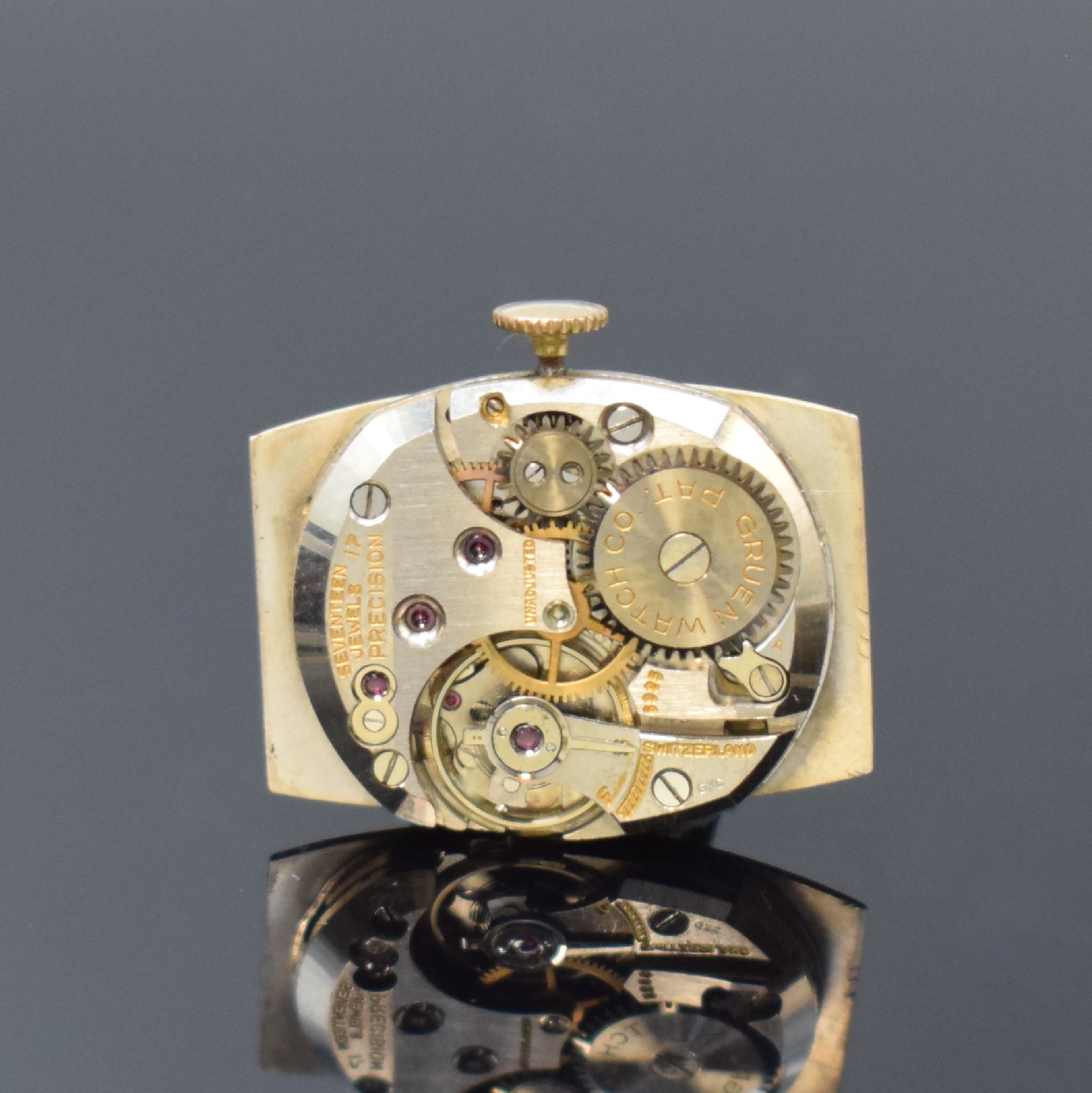Detail c: GRUEN Curvex Precision 4 rechteckige Armbanduhren in goldfilled, Schweiz/USA um 1945, Handaufzug, 2-tlg. Geh., Böden aufgedr., 1) RG-filled, ...