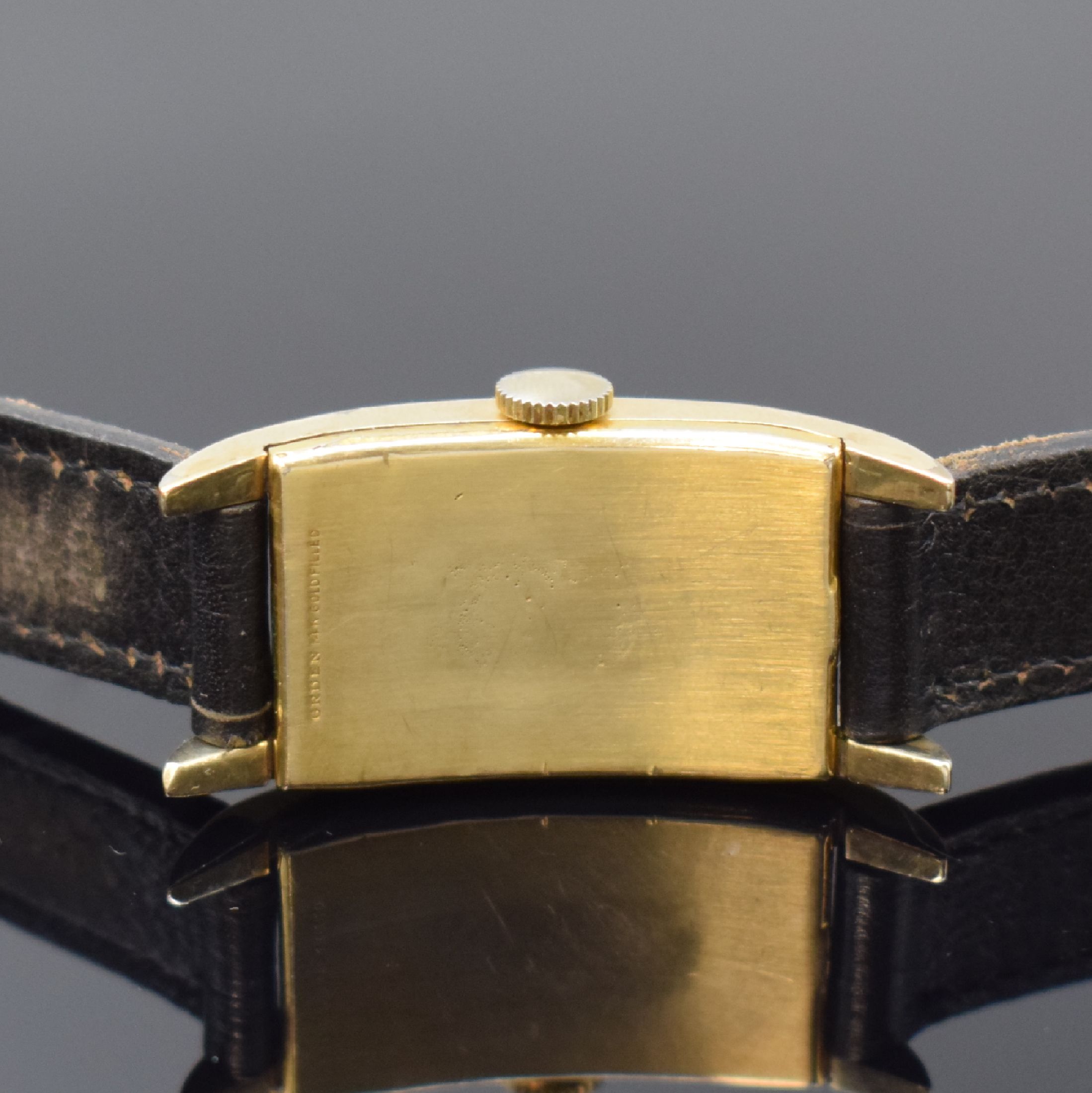 Detail d: GRUEN Curvex Precision 4 rechteckige Armbanduhren in goldfilled, Schweiz/USA um 1945, Handaufzug, 2-tlg. Geh., Böden aufgedr., 1) RG-filled, ...