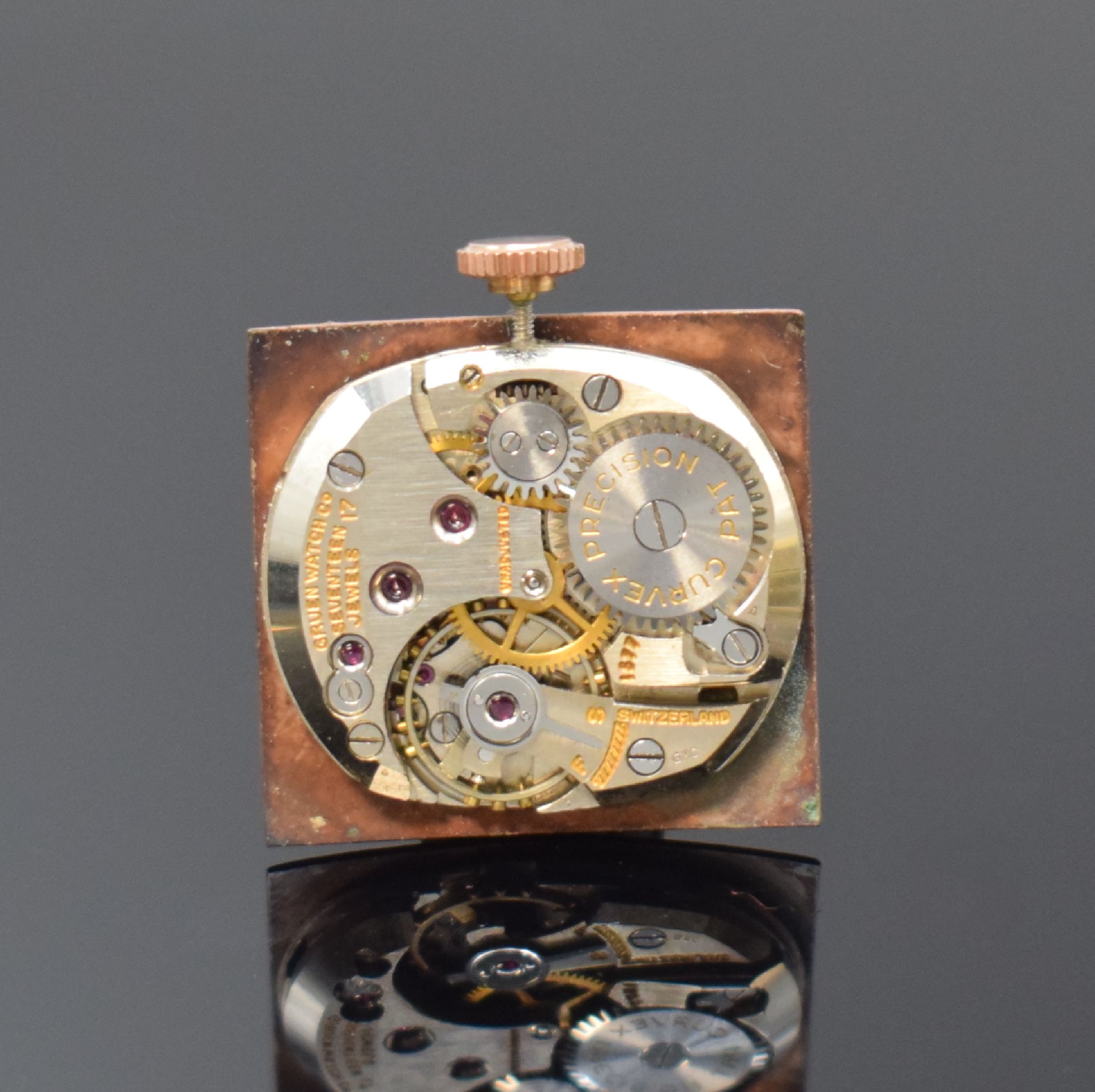Detail i: GRUEN Curvex Precision 4 rechteckige Armbanduhren in goldfilled, Schweiz/USA um 1945, Handaufzug, 2-tlg. Geh., Böden aufgedr., 1) RG-filled, ...