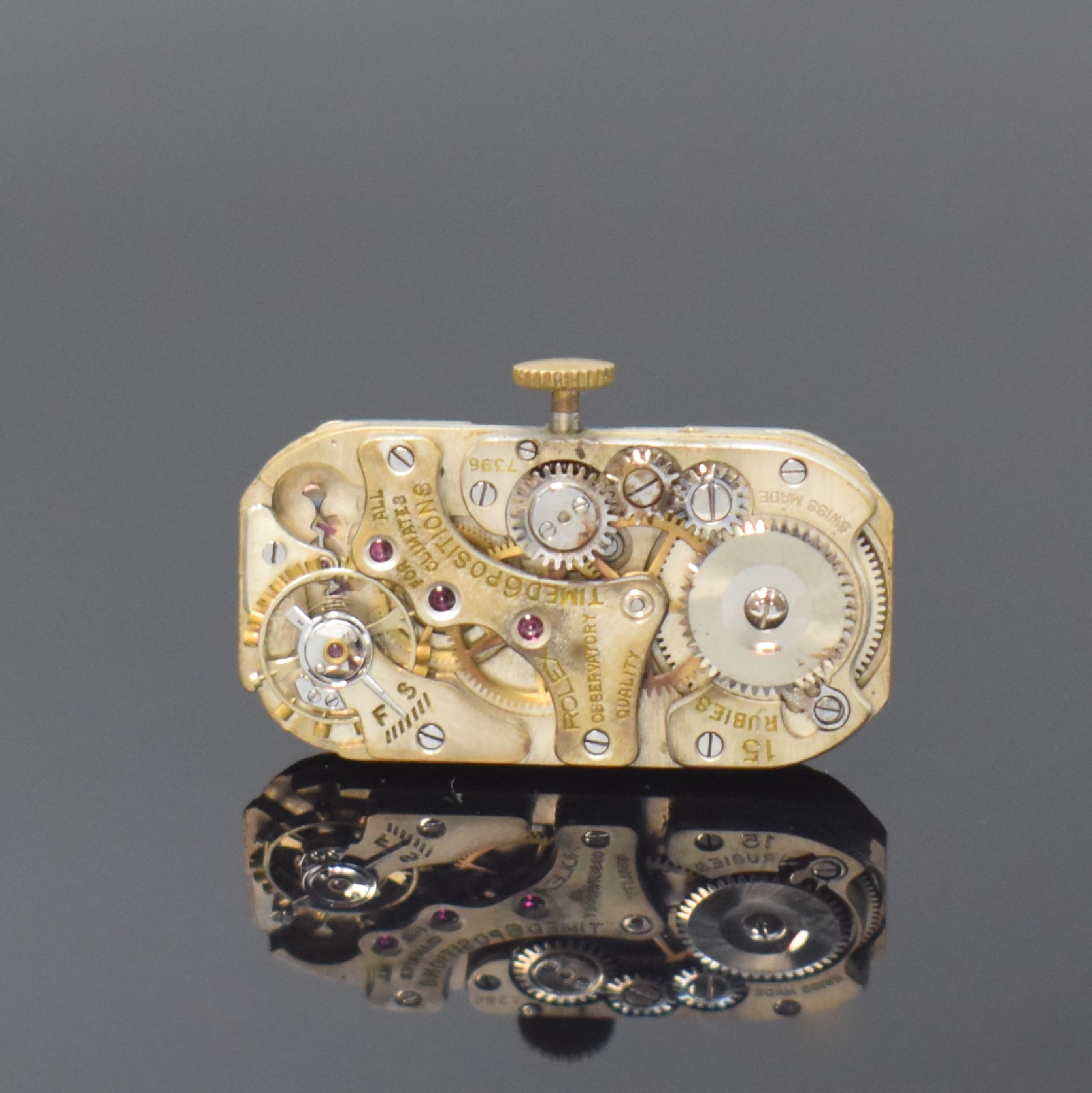 Detail f: ROLEX Prince Referenz 1490 rechteckige Armbanduhr in Stahl/Rotgold, Schweiz um 1935, Handaufzug, 2-tlg. Geh. m. geschweiften Rotgold-Seiten, aufges. ...