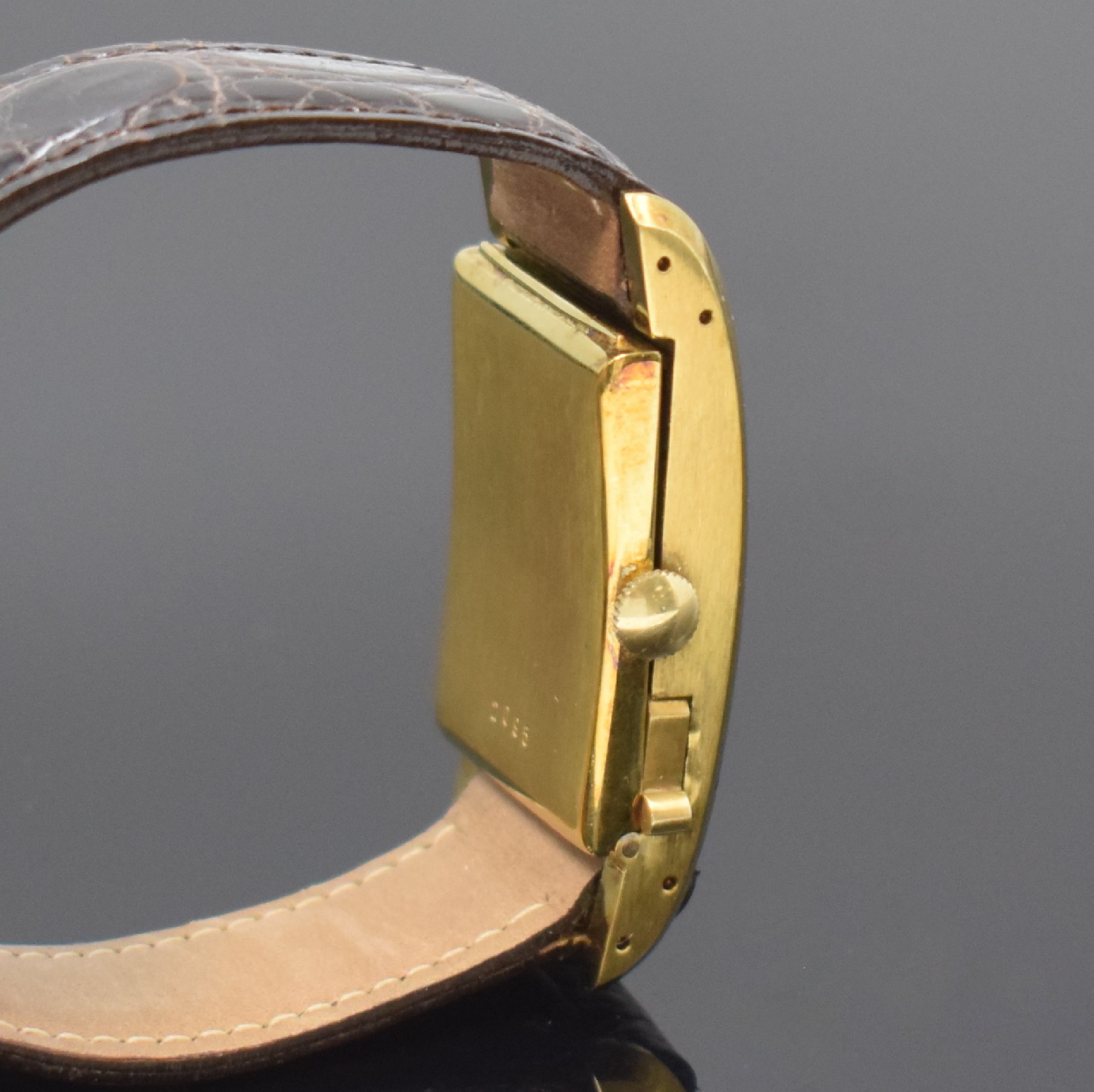 Detail b: DRIVA Repeater seltene rechteckige Armbanduhr mit 1/4-Repetition im späteren GG 750/000 Gehäuse, Handaufzug, schweres Scharniergeh., seitl. ...