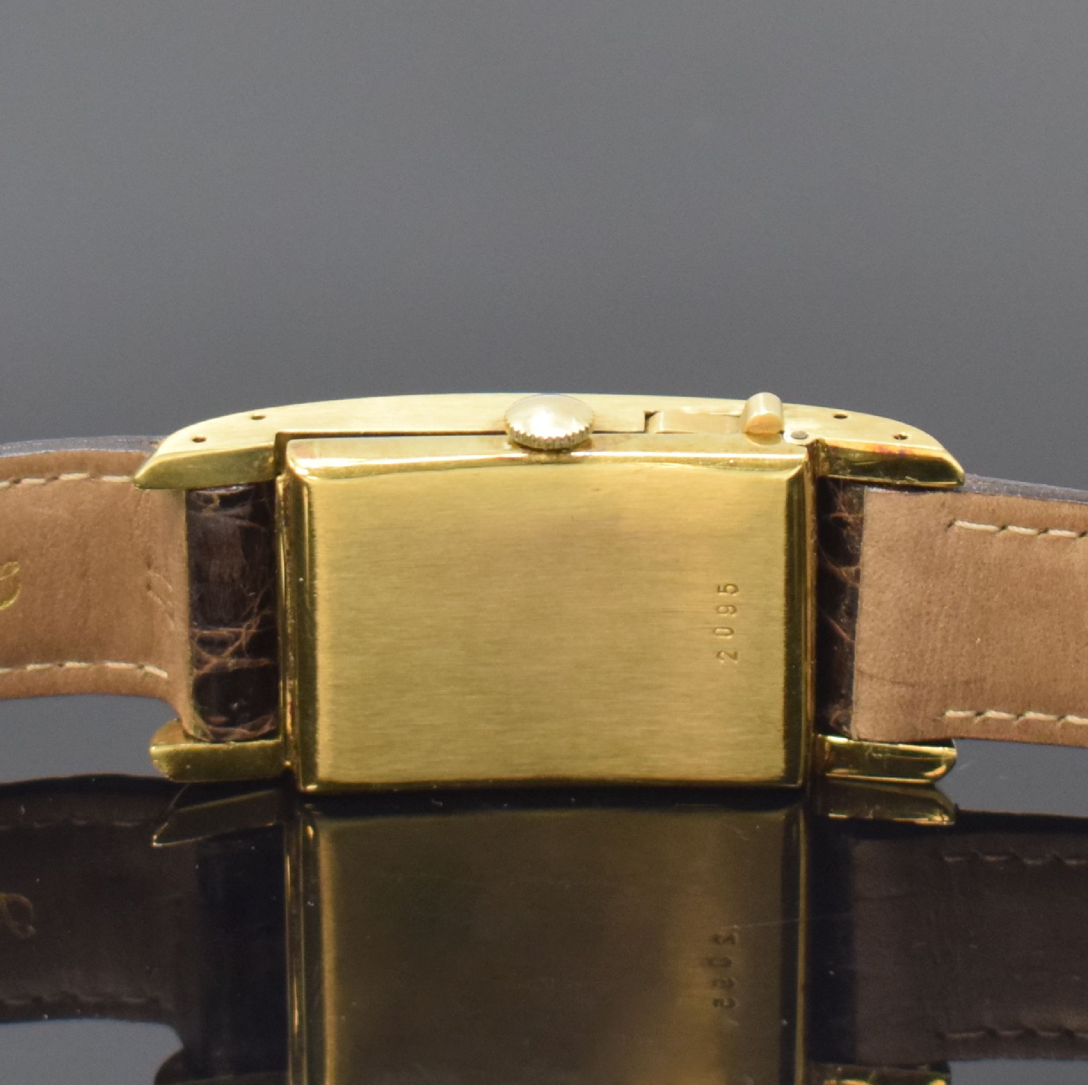 Detail c: DRIVA Repeater seltene rechteckige Armbanduhr mit 1/4-Repetition im späteren GG 750/000 Gehäuse, Handaufzug, schweres Scharniergeh., seitl. ...